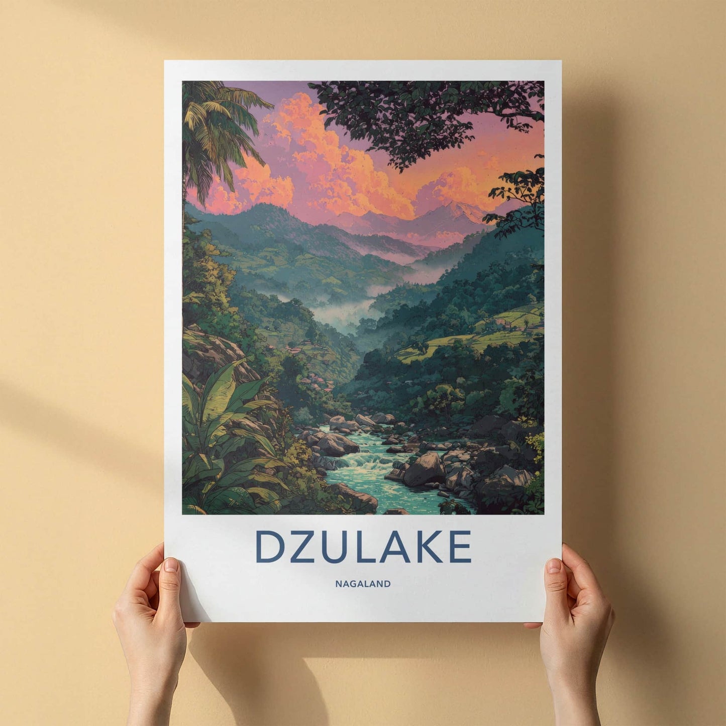 Dzulake Poster - Nagaland River Valley Sunset Wall Art Gallery Art