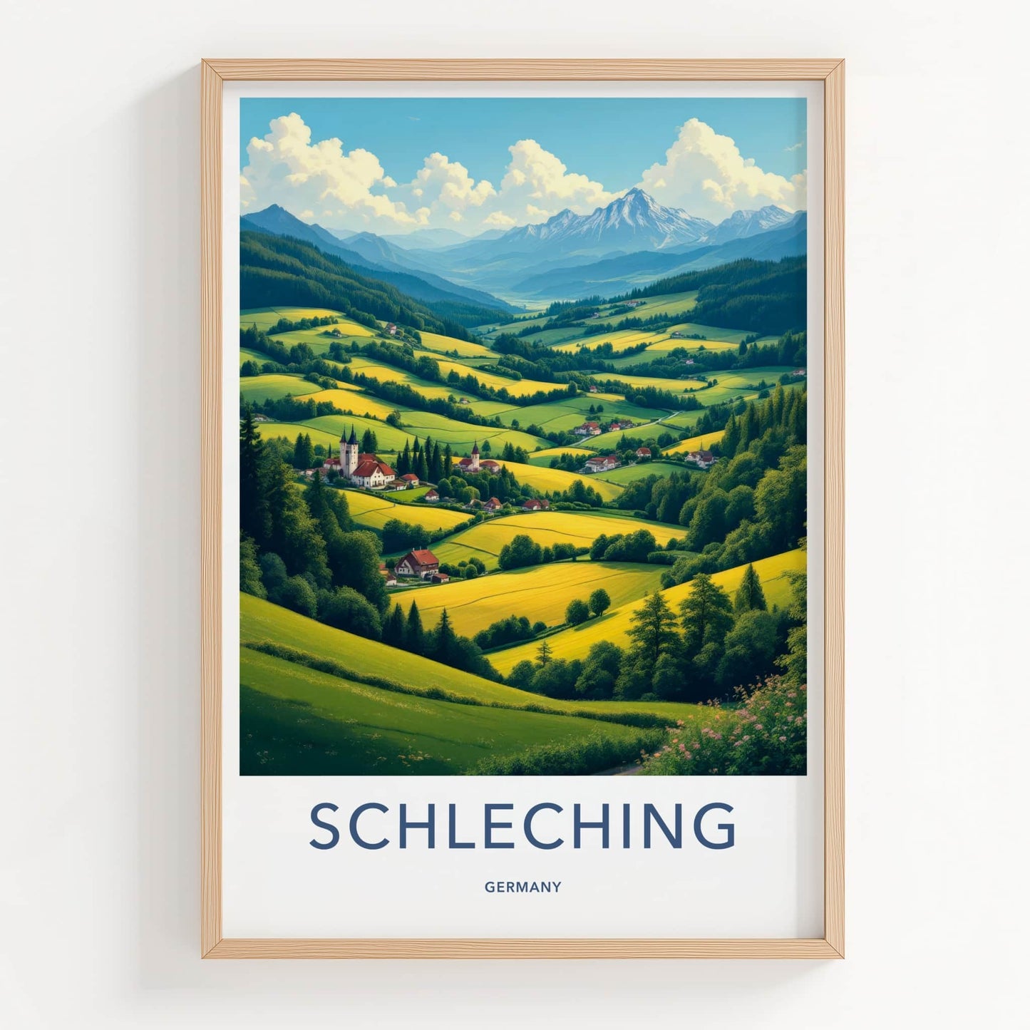 Schleching Poster - Germany Travel Art - Lush Valley Village Home Decor