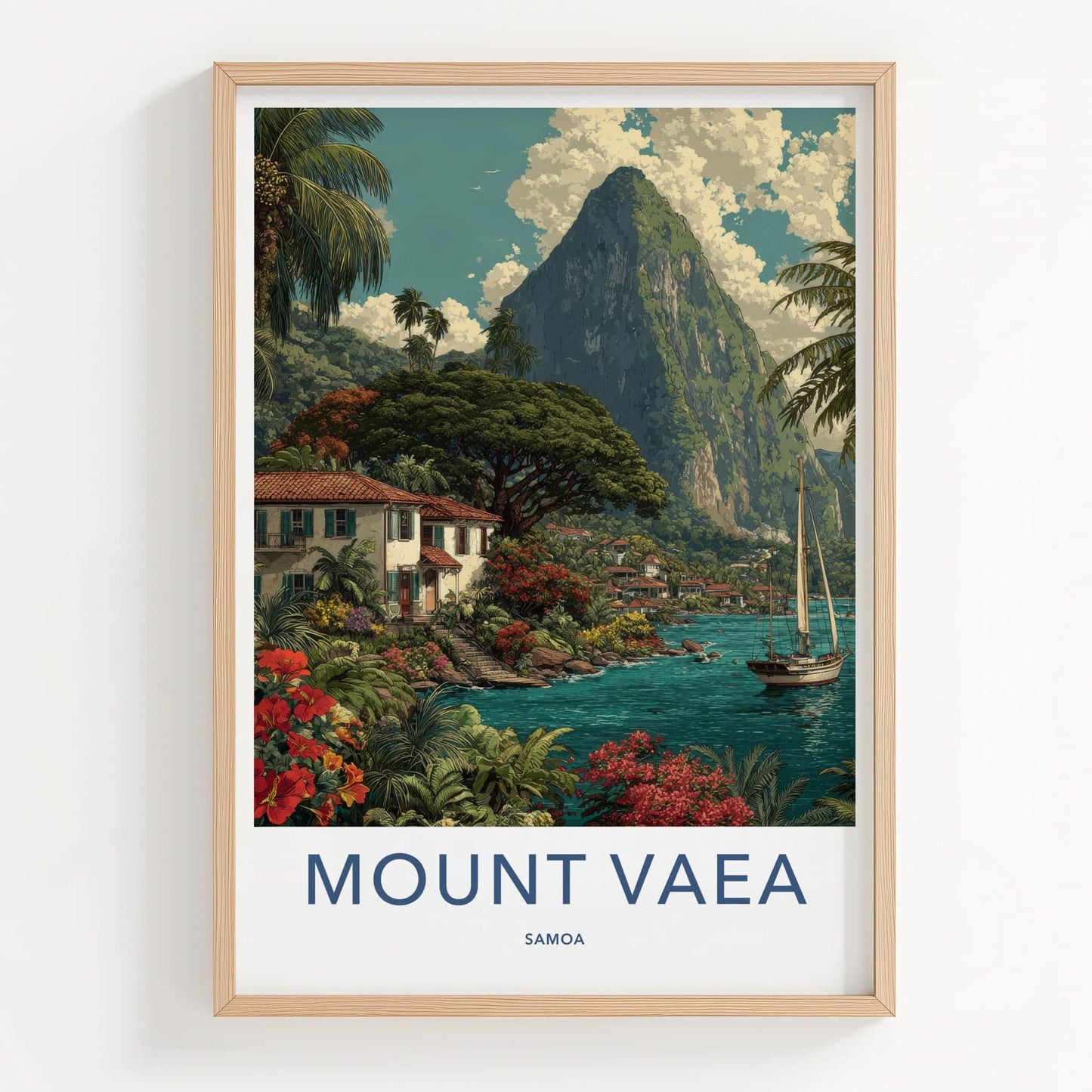 Mount Vaea Poster Samoa Tropical Waterside Village