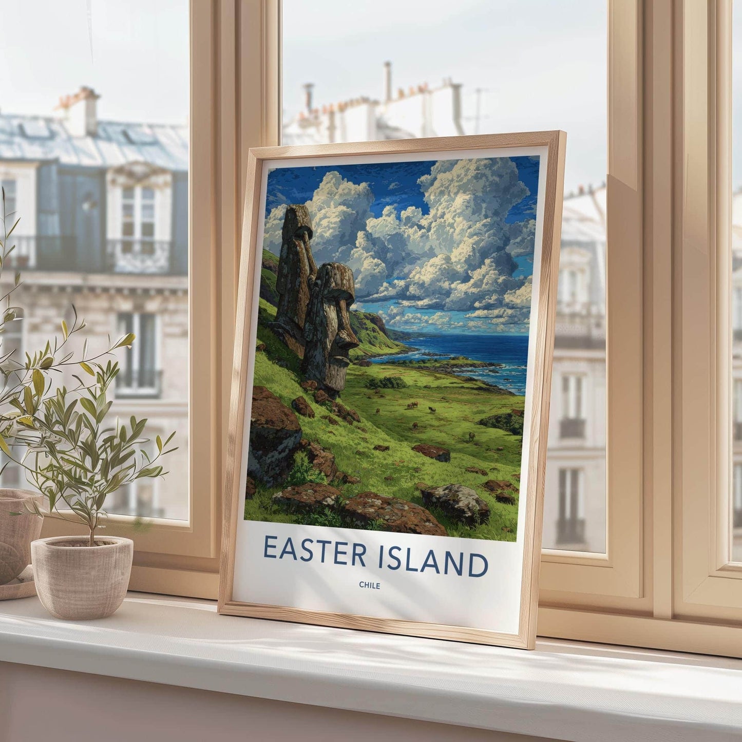 Easter Island Poster - Chile Travel Art - Ancient Moai Statues Home Decor