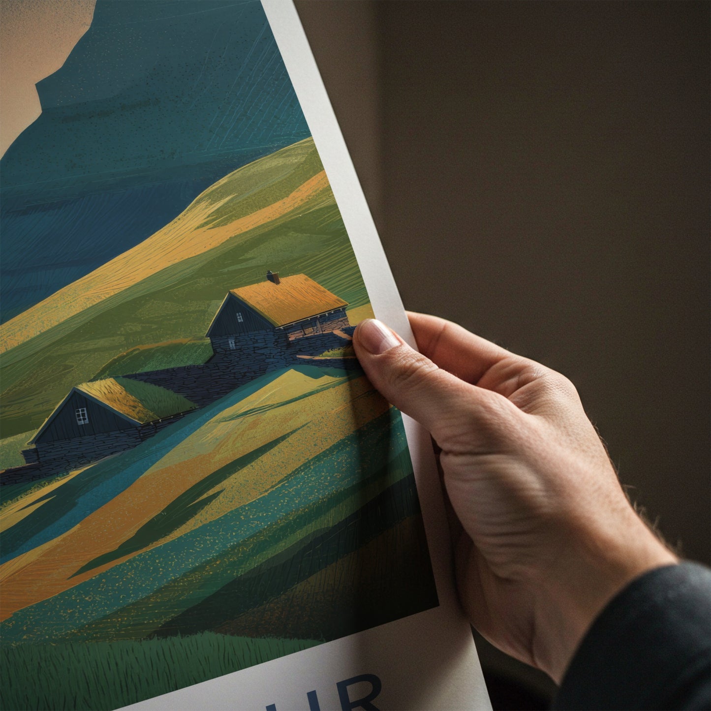 Gasadalur Poster - Faroe Islands Art Print Cliffside Village
