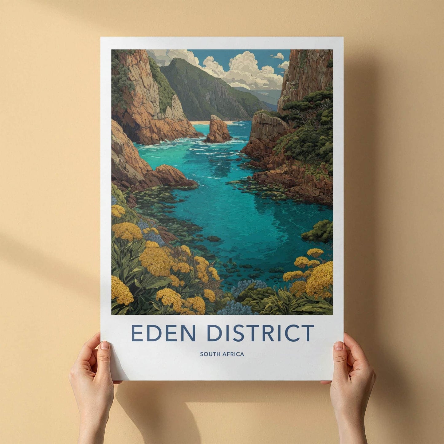 Eden District Poster - South Africa Travel Art - Coastal Cliff Cove Wall Decor