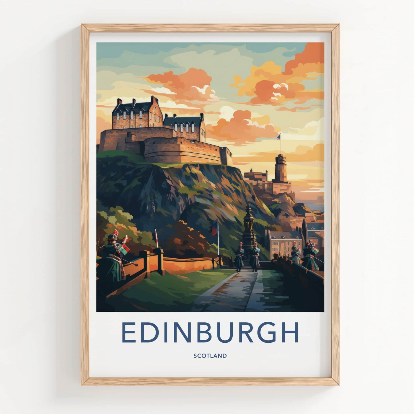 Edinburgh Poster - Scotland Travel Art - Castle Hill Sunset Home Decor