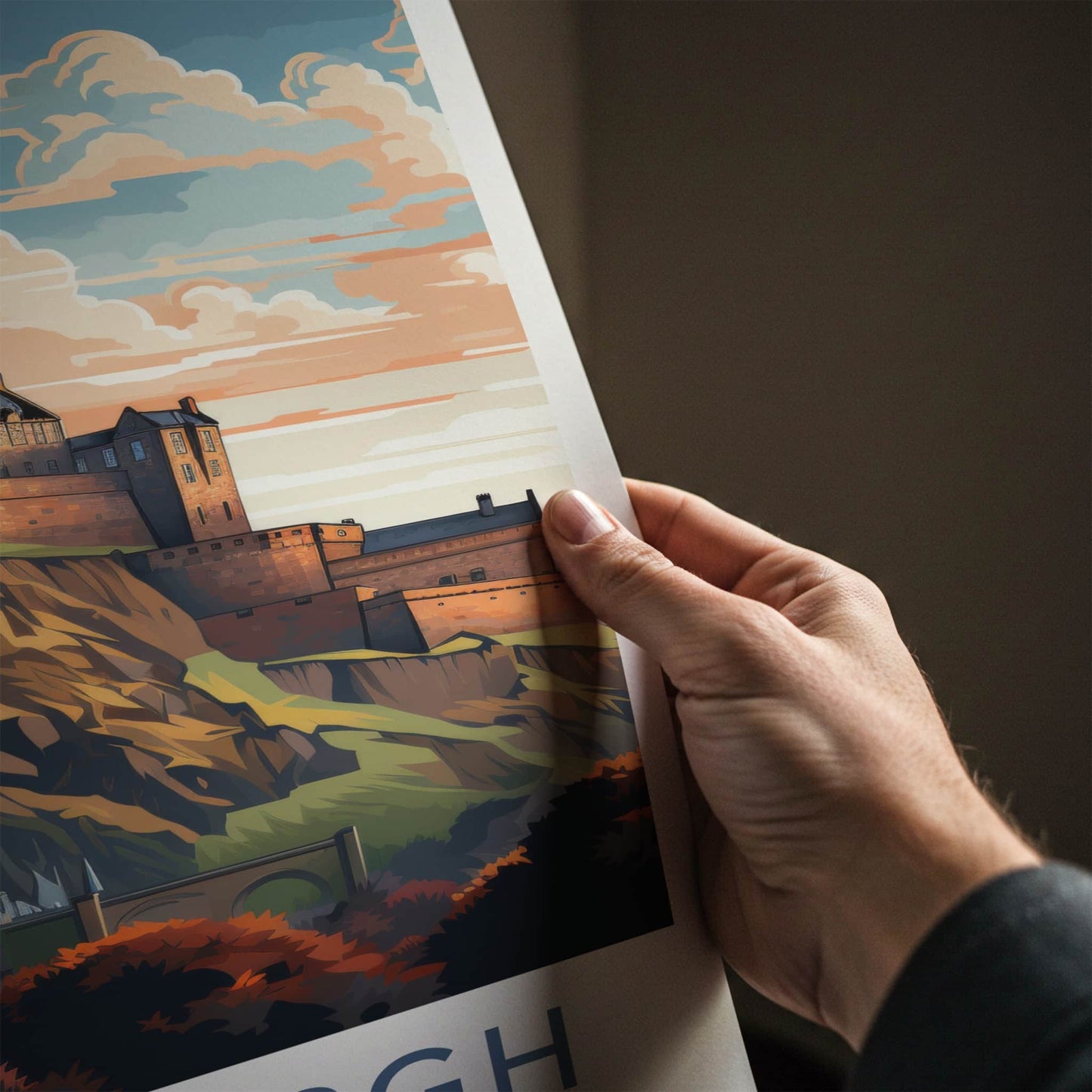 Edinburgh Poster - Scotland Travel Art - Majestic Hilltop Castle Home Decor