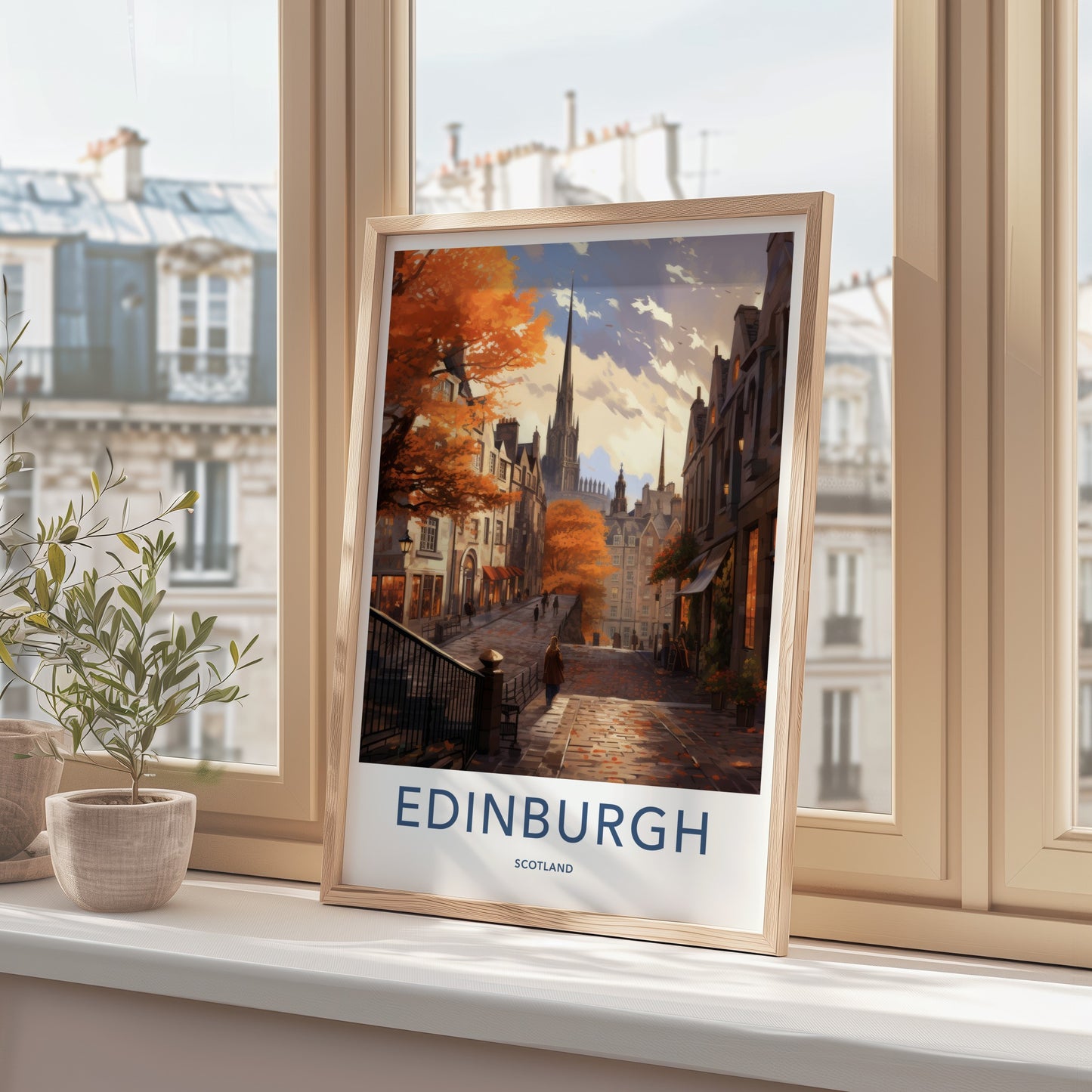 Edinburgh Poster - Scotland Wall Art - Edinburgh Autumn Street Home Decor