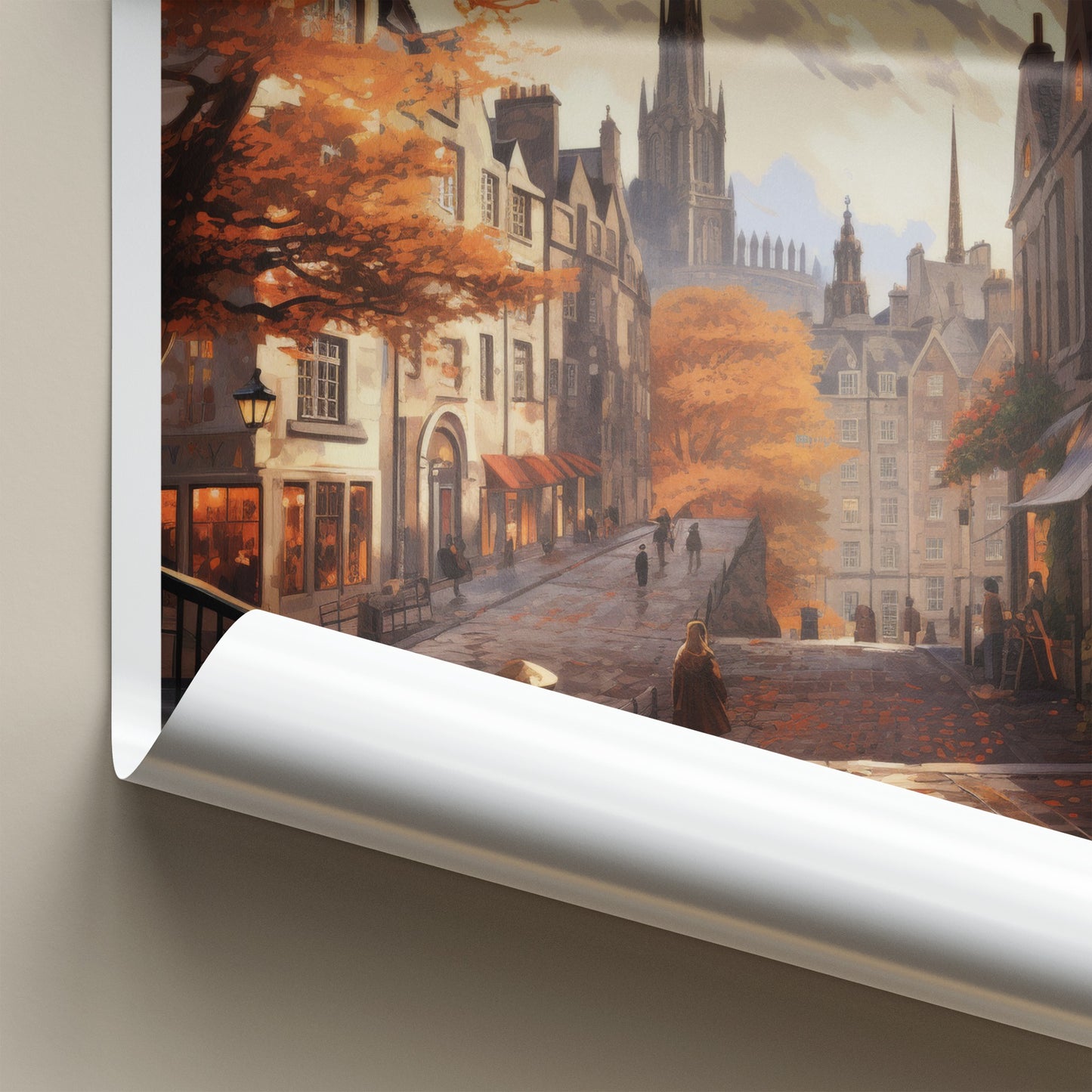 Edinburgh Poster - Scotland Wall Art - Edinburgh Autumn Street Home Decor