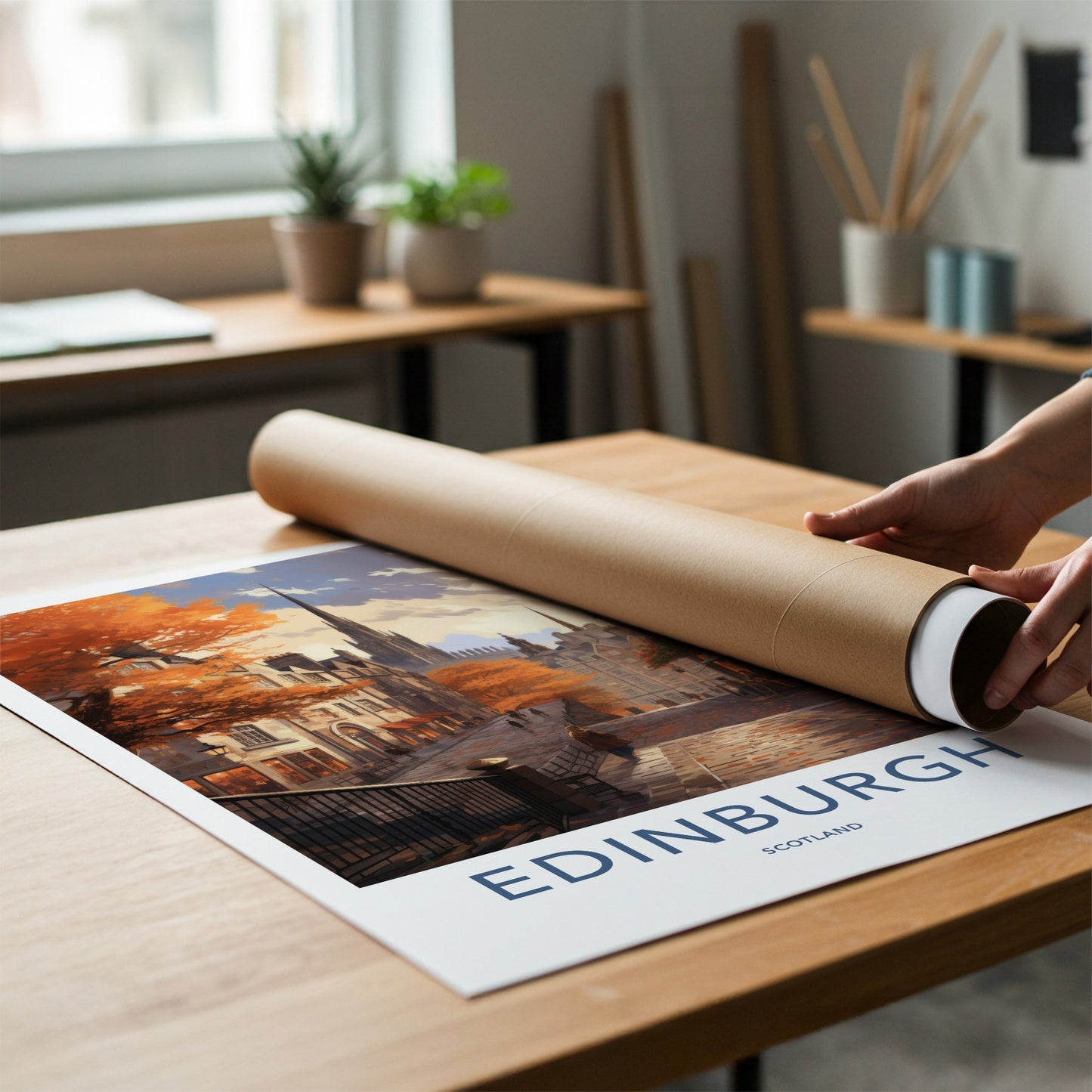 Edinburgh Poster - Scotland Wall Art - Edinburgh Autumn Street Home Decor