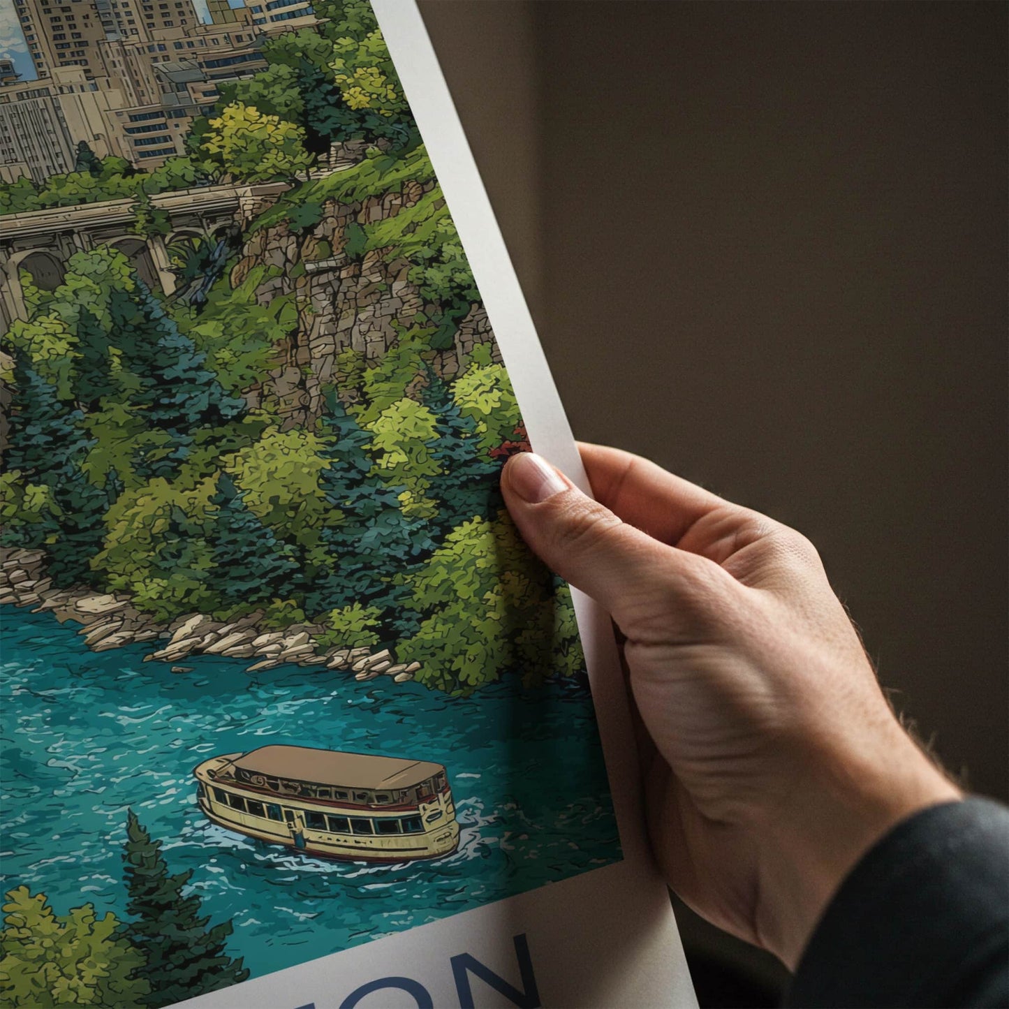 Edmonton Poster - Canada Framed Art - River Boat Bridge Home Decor