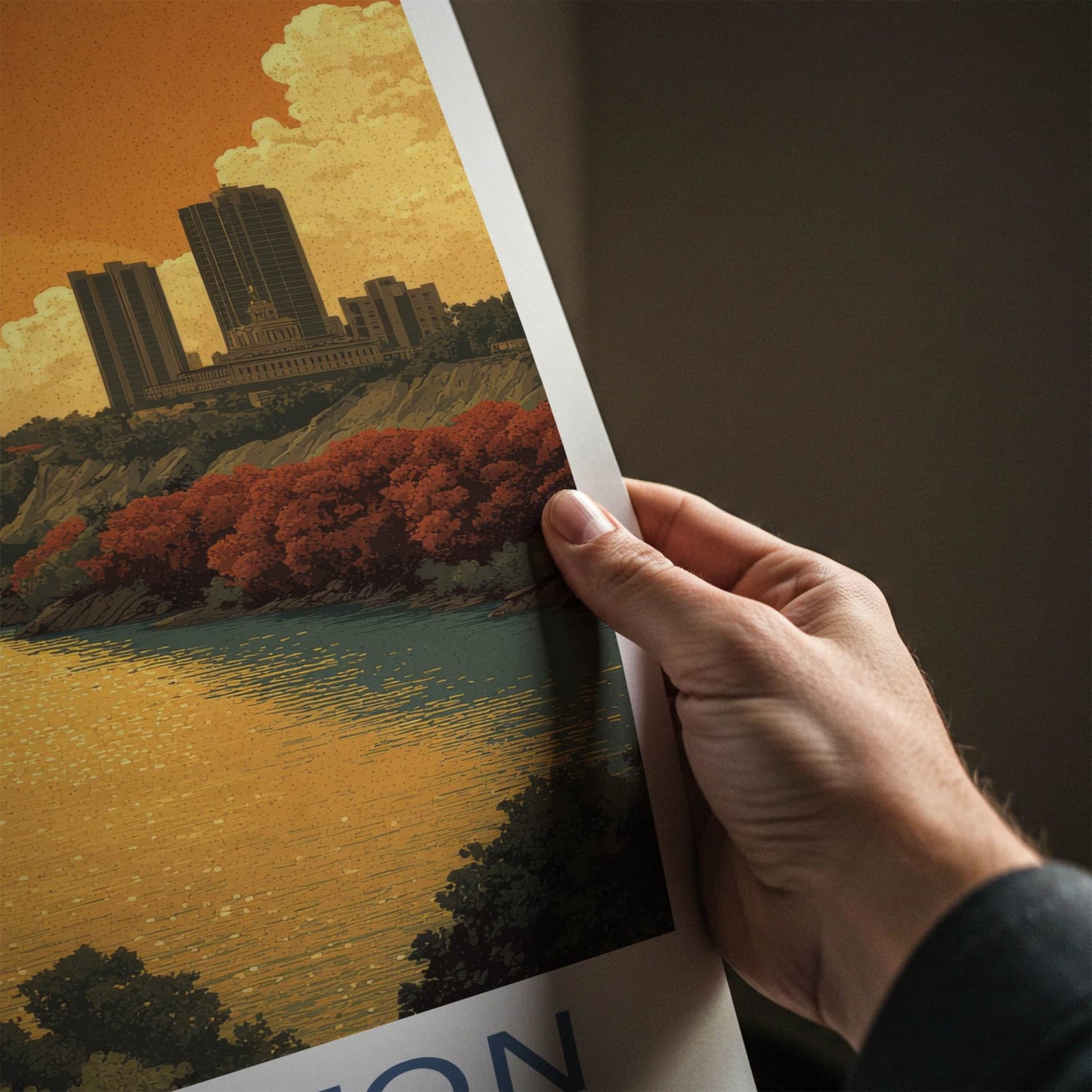 Edmonton Poster - Canada Travel Art - Golden River City Home Decor