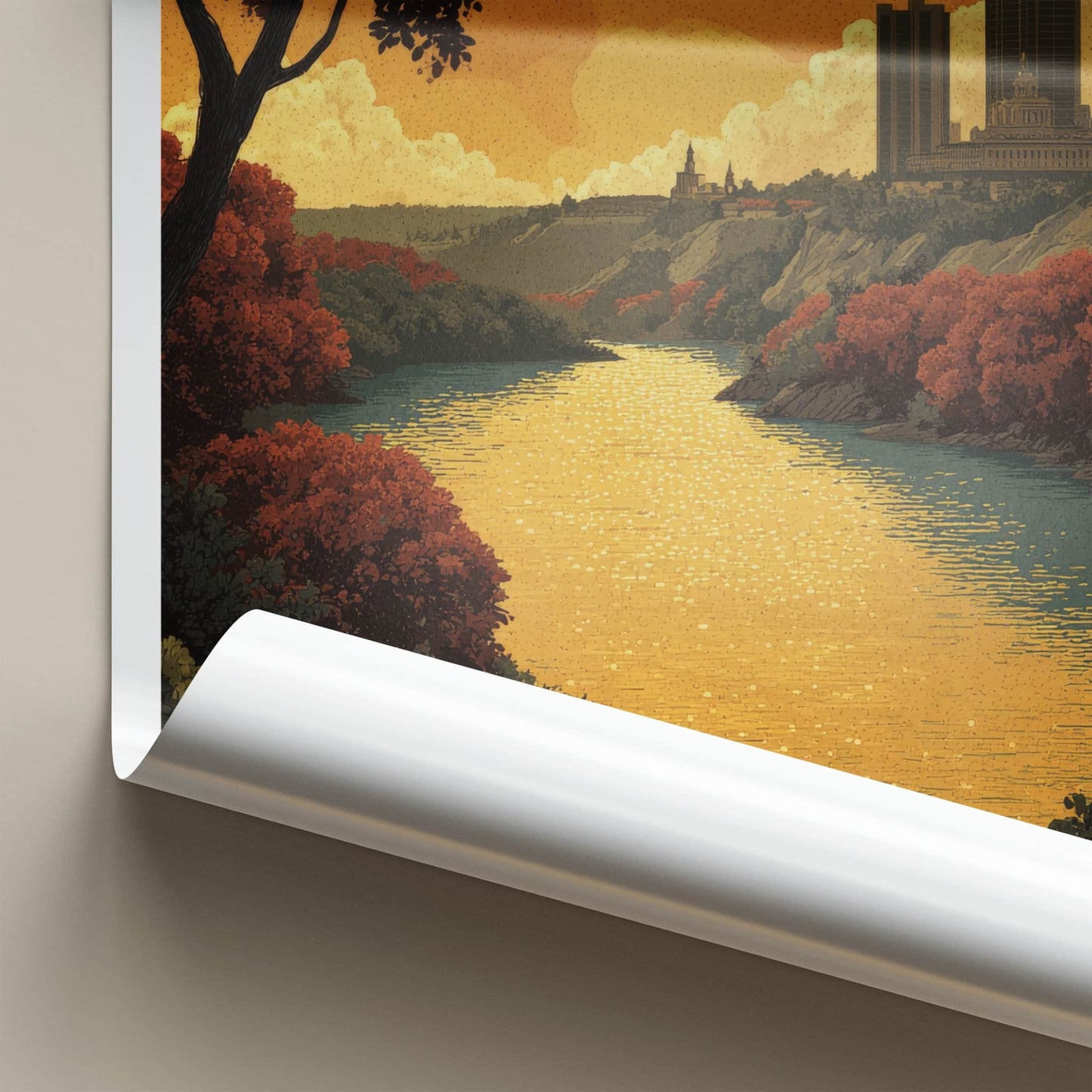 Edmonton Poster - Canada Travel Art - Golden River City Home Decor