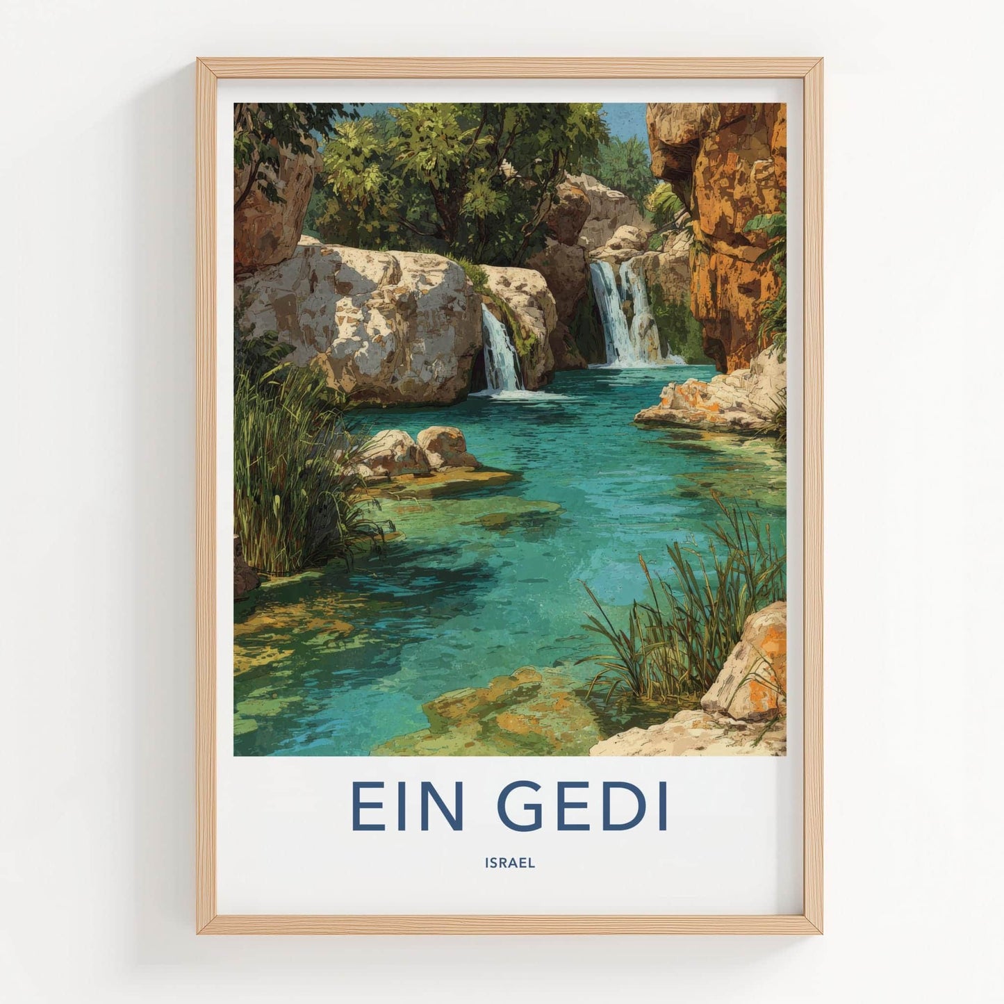 Ein Gedi Poster - Israel Scenic Art - Canyon Oasis Waterfalls Wall Decor