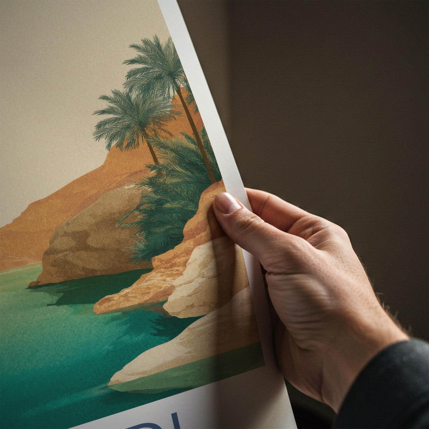Ein Gedi Poster - Israel Travel Art - Turquoise Oasis Canyon Home Decor