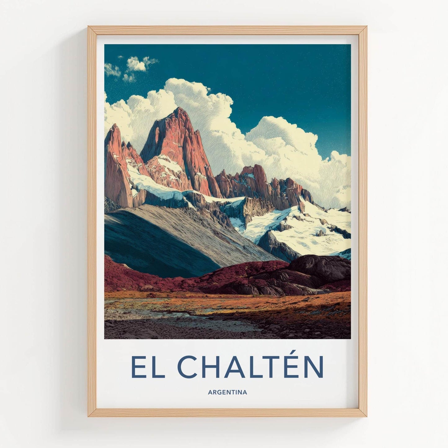 El Chalten Poster - Argentina Travel Art - Granite Peaks Patagonia Home Decor