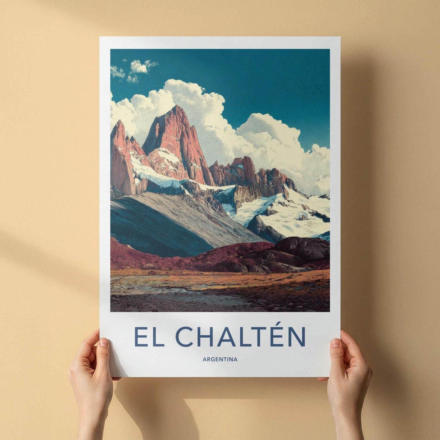 El Chalten Poster - Argentina Travel Art - Granite Peaks Patagonia Home Decor