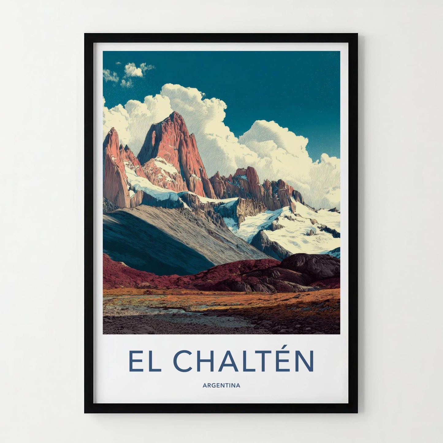 El Chalten Poster - Argentina Travel Art - Granite Peaks Patagonia Home Decor