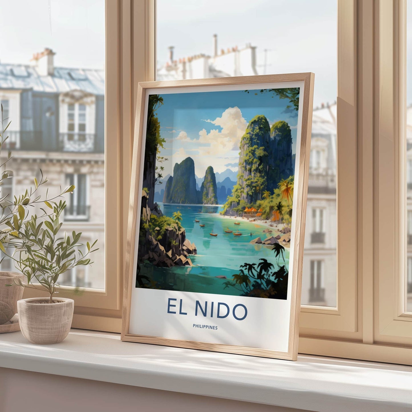 El Nido Poster - Philippines Travel Art - Clear Lagoon Boats Home Decor