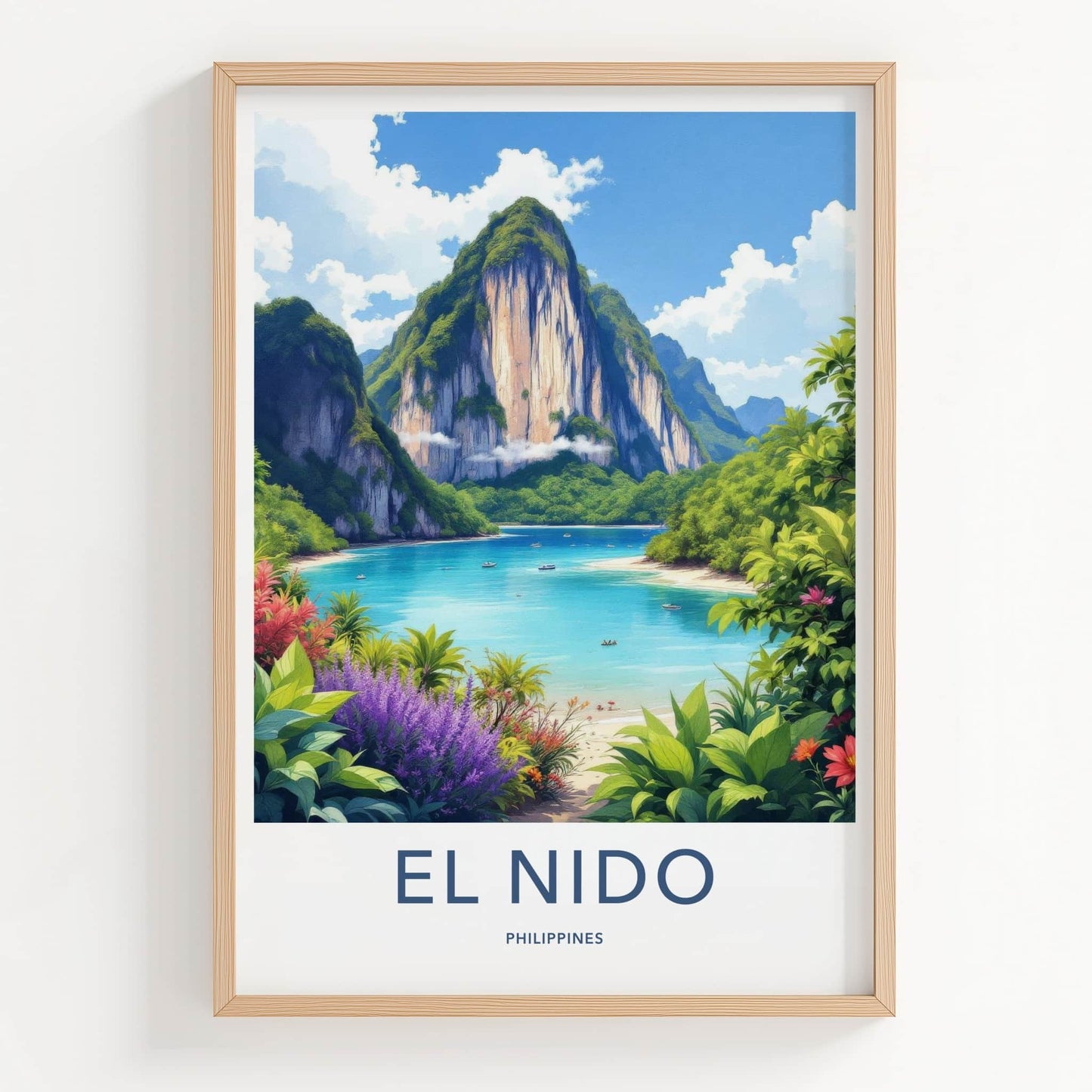 El Nido Poster - Philippines Travel Art - Lush Island Cove Home Decor