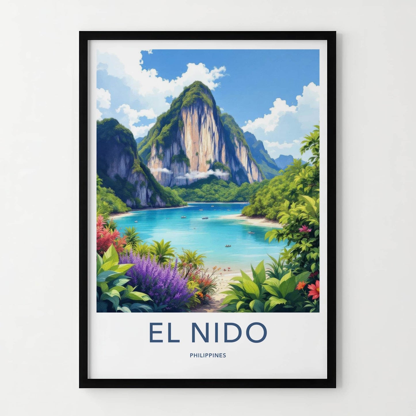El Nido Poster - Philippines Travel Art - Lush Island Cove Home Decor