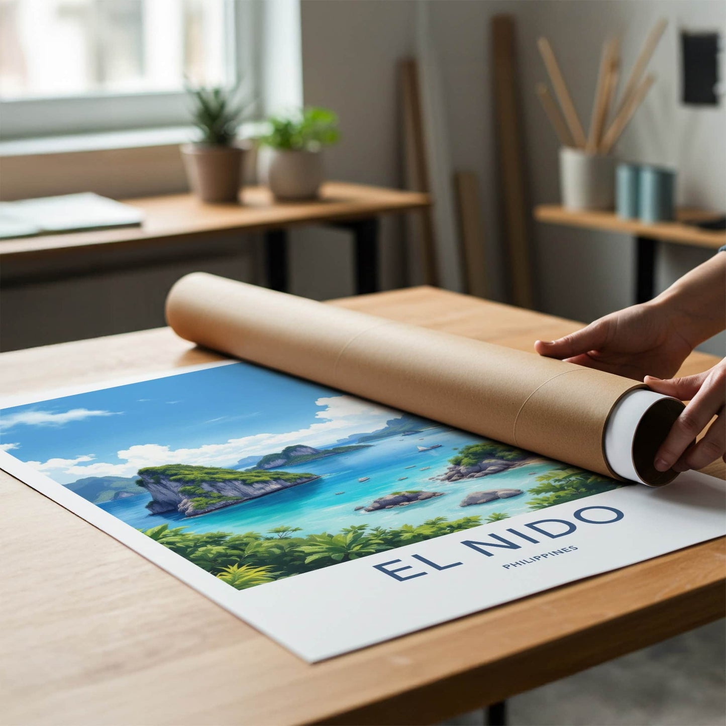 El Nido Poster - Philippines Travel Art - Lush Island Lagoon Home Decor