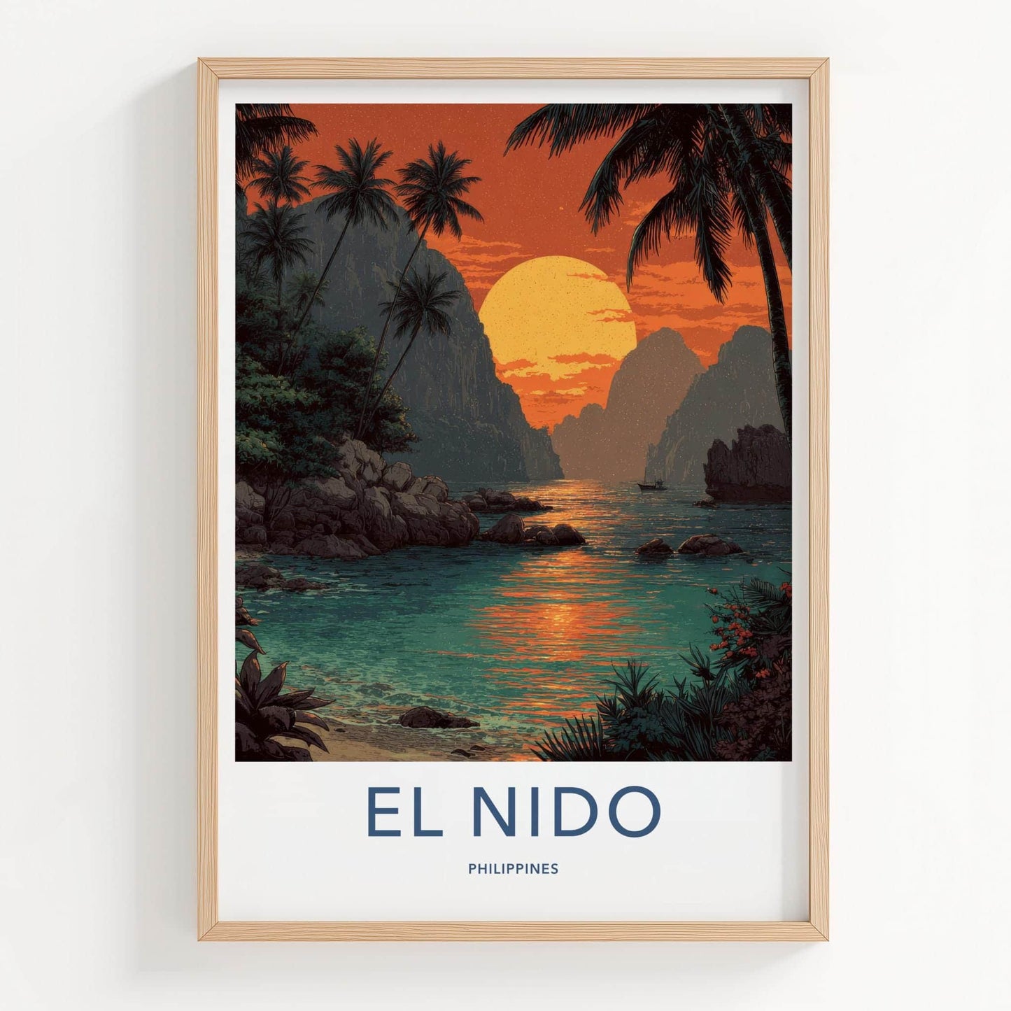 El Nido Poster - Philippines Travel Art - Orange Sky Bay Home Decor