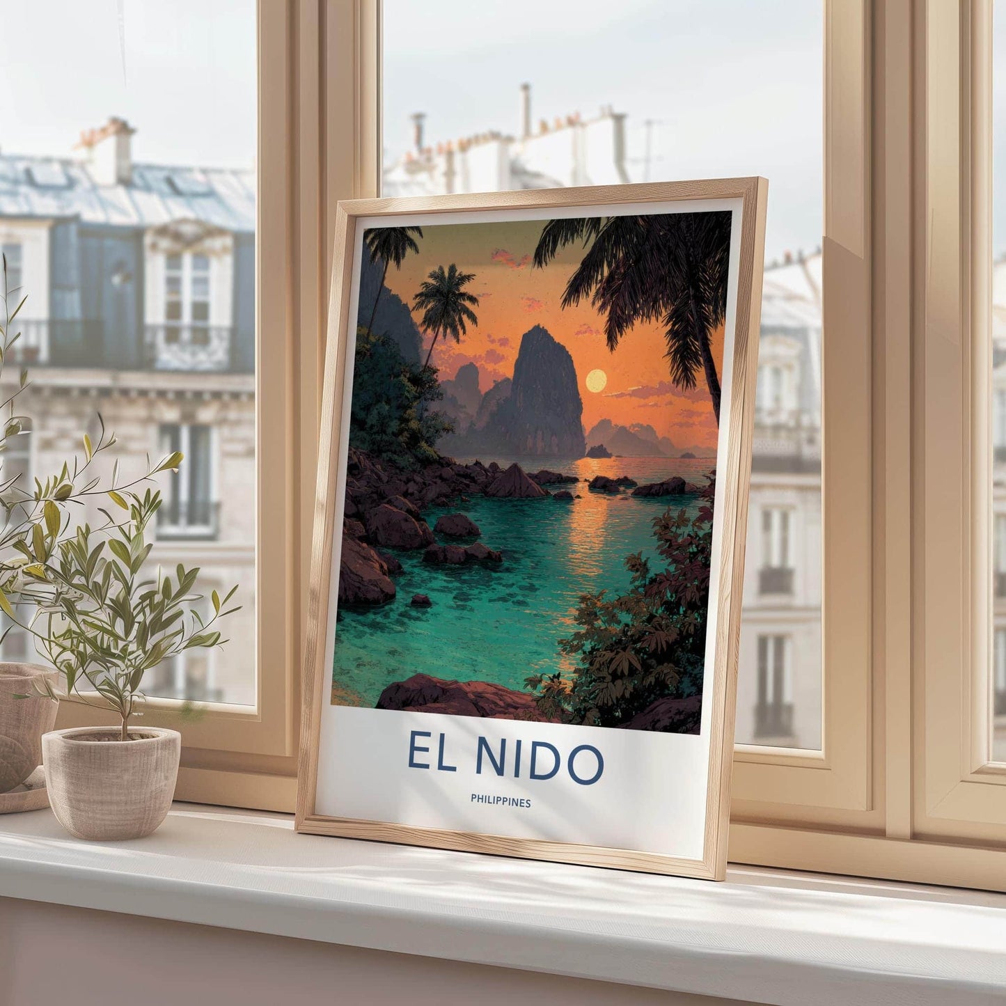 El Nido Poster - Philippines Travel Art - Tropical Bay Sunset Home Decor
