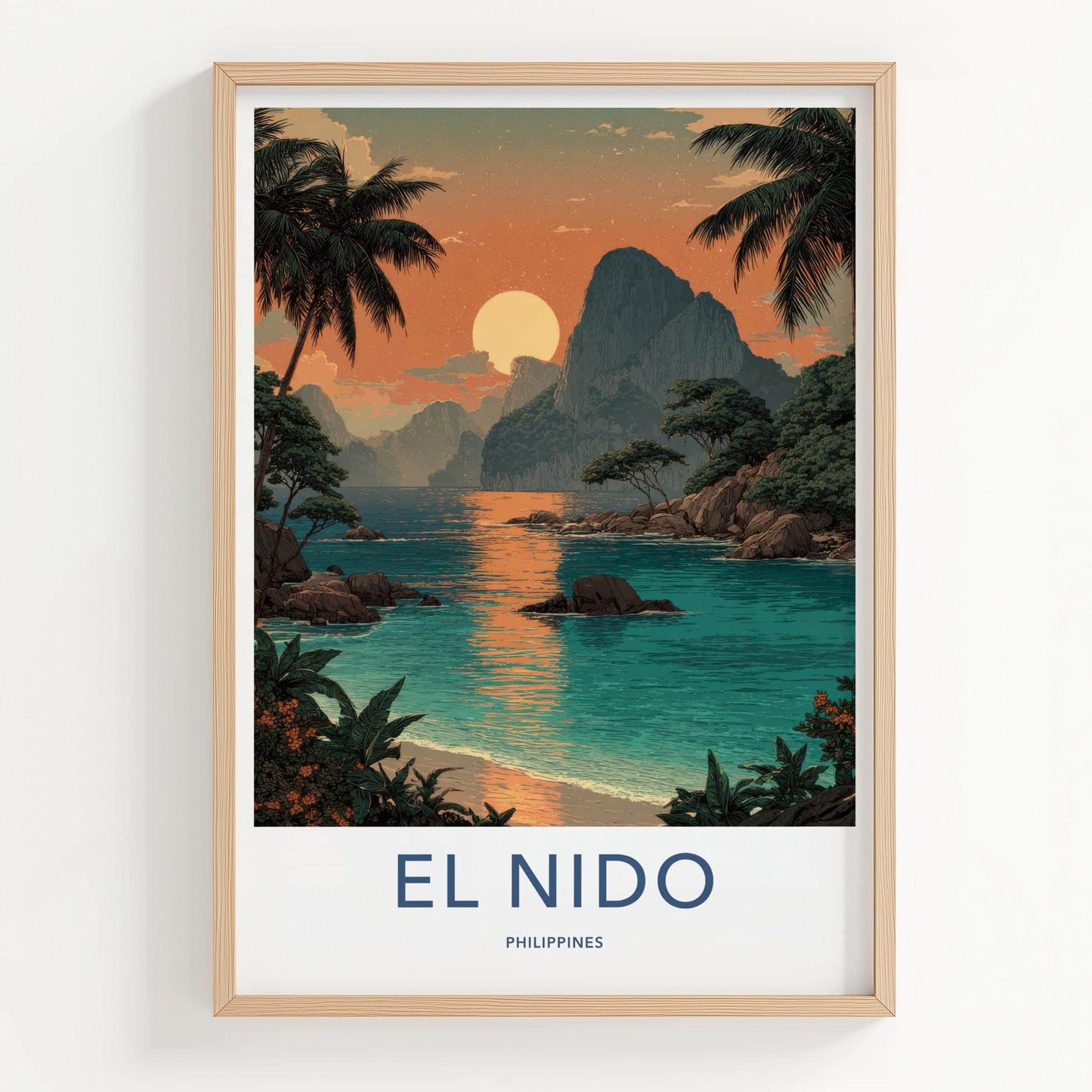 El Nido Poster - Philippines Travel Art - Vibrant Island Lagoon Home Decor