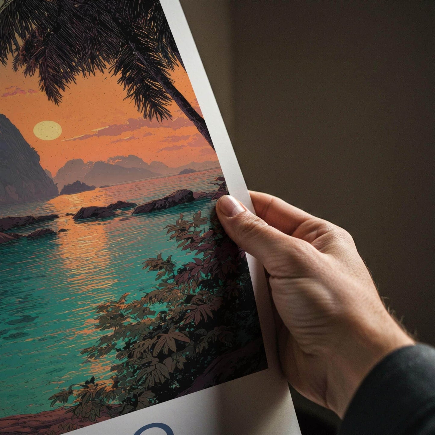 El Nido Poster - Philippines Travel Print - Palm Rock Azure Room Decor