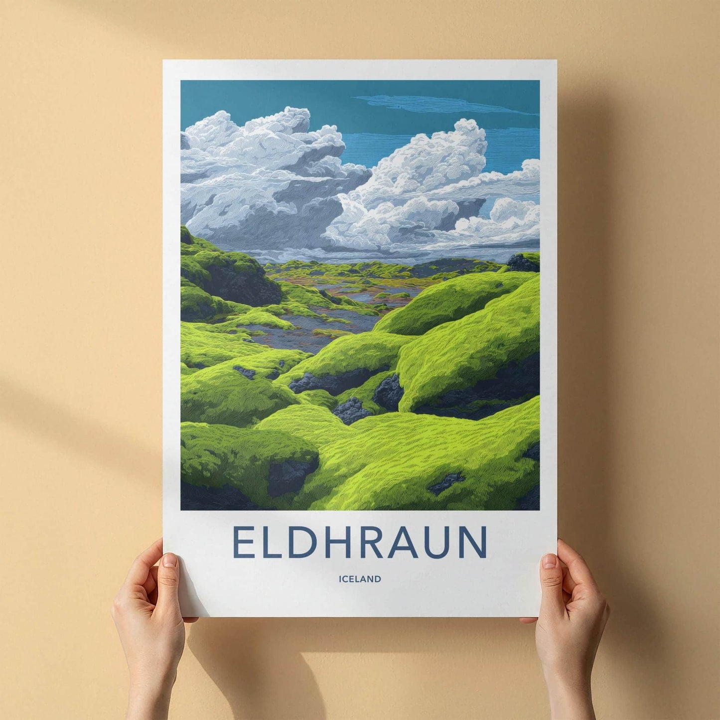 Eldhraun Poster - Iceland Travel Print - Volcanic moss landscape Wall Decor