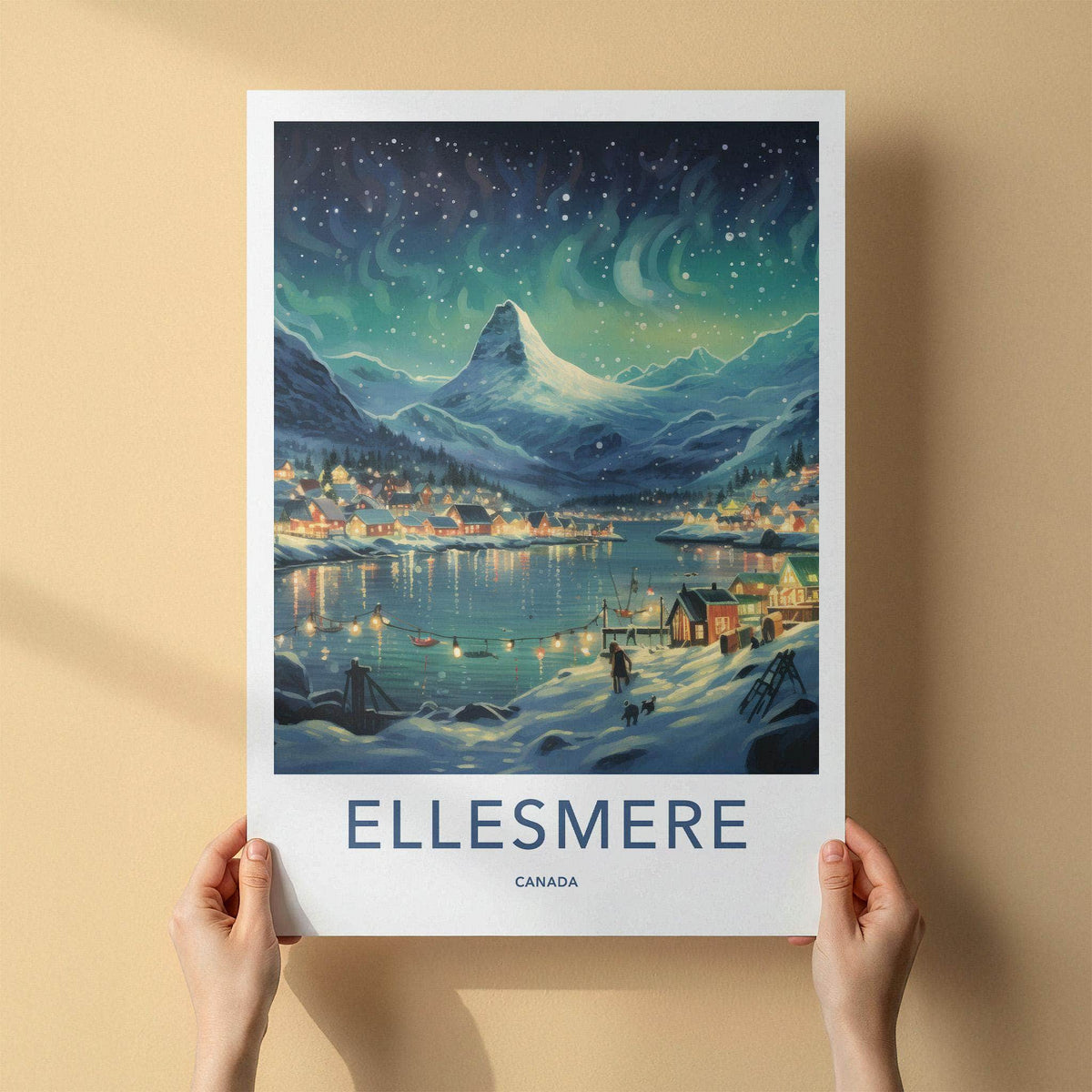 Ellesmere Canada Poster - Arctic Landscape Print With Aurora Borealis