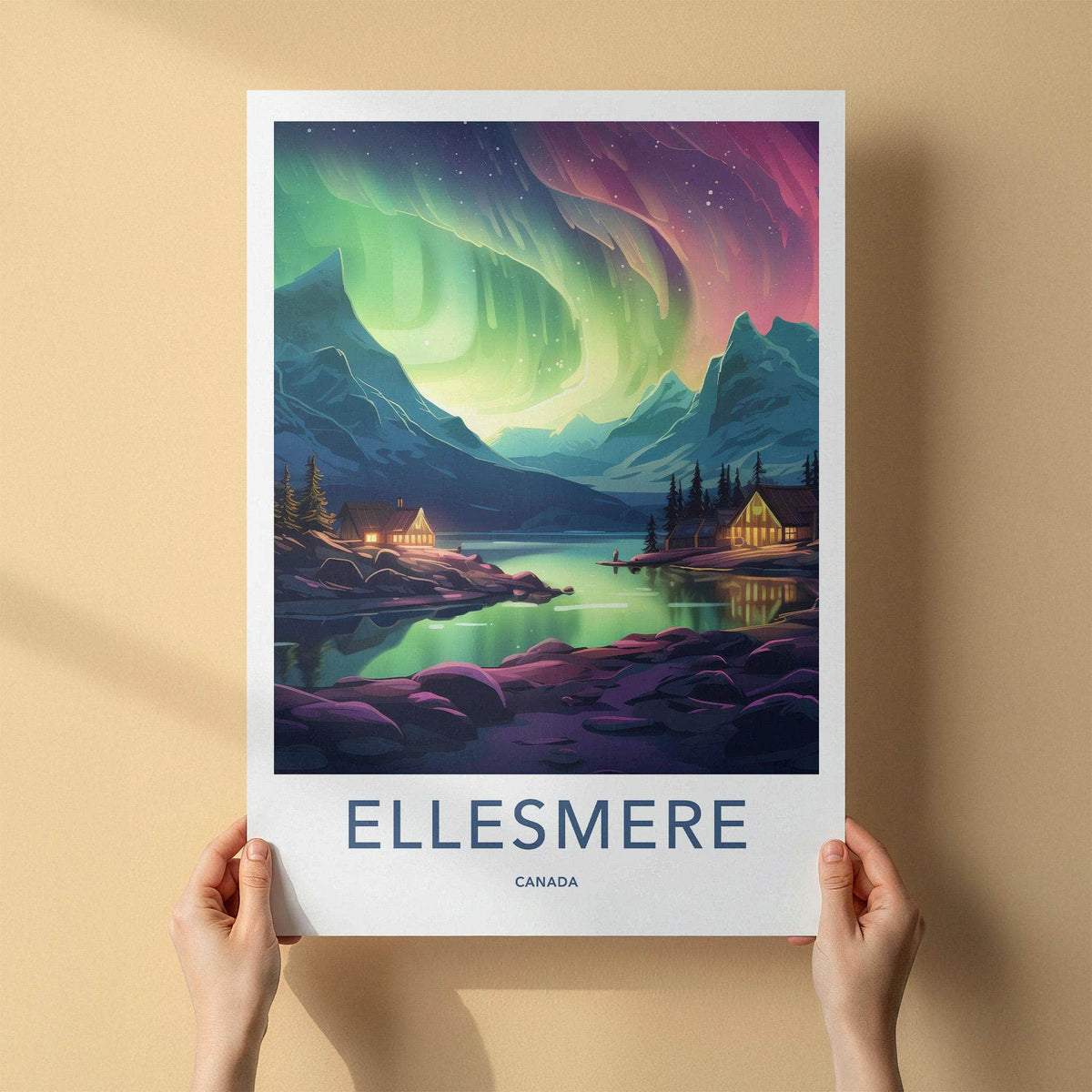 Ellesmere Canada Poster - Arctic Landscape Print With Northern Lights