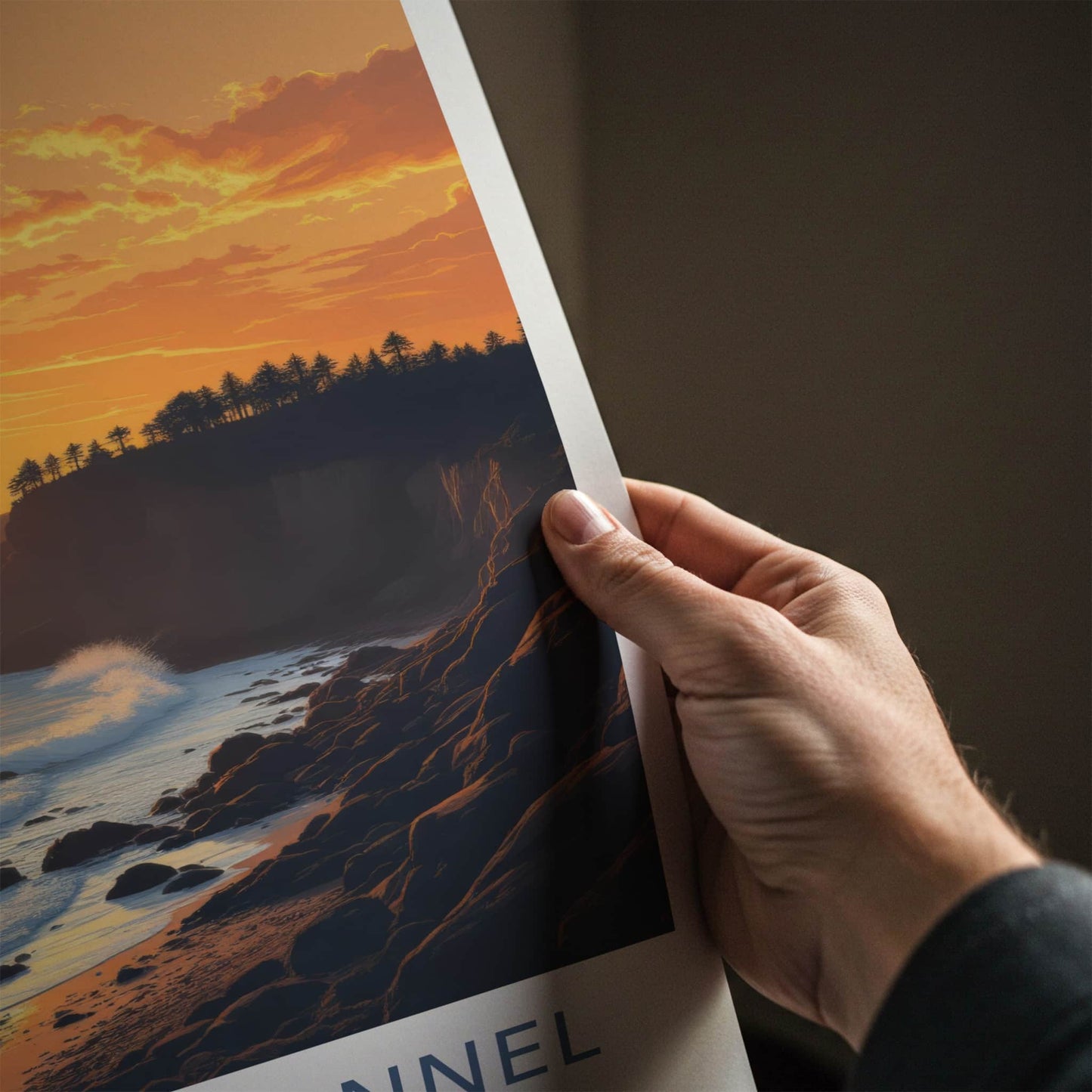 ENGLISH CHANNEL Poster - United Kingdom Art Print - Golden Coastal Sunset Home Decor