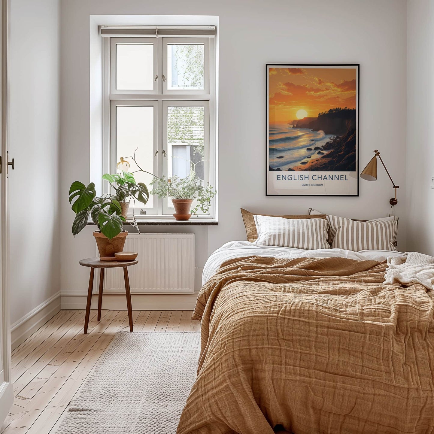 ENGLISH CHANNEL Poster - United Kingdom Art Print - Golden Coastal Sunset Home Decor