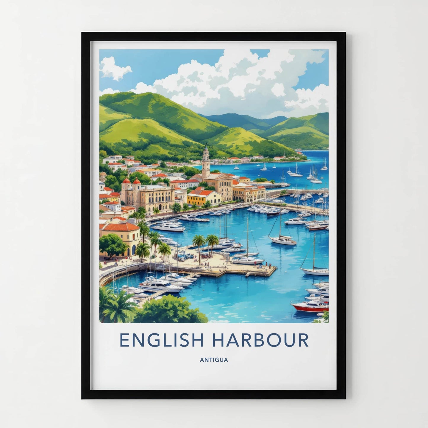 English Harbour Poster - Antigua Busy Harbor Tropical Home Decor