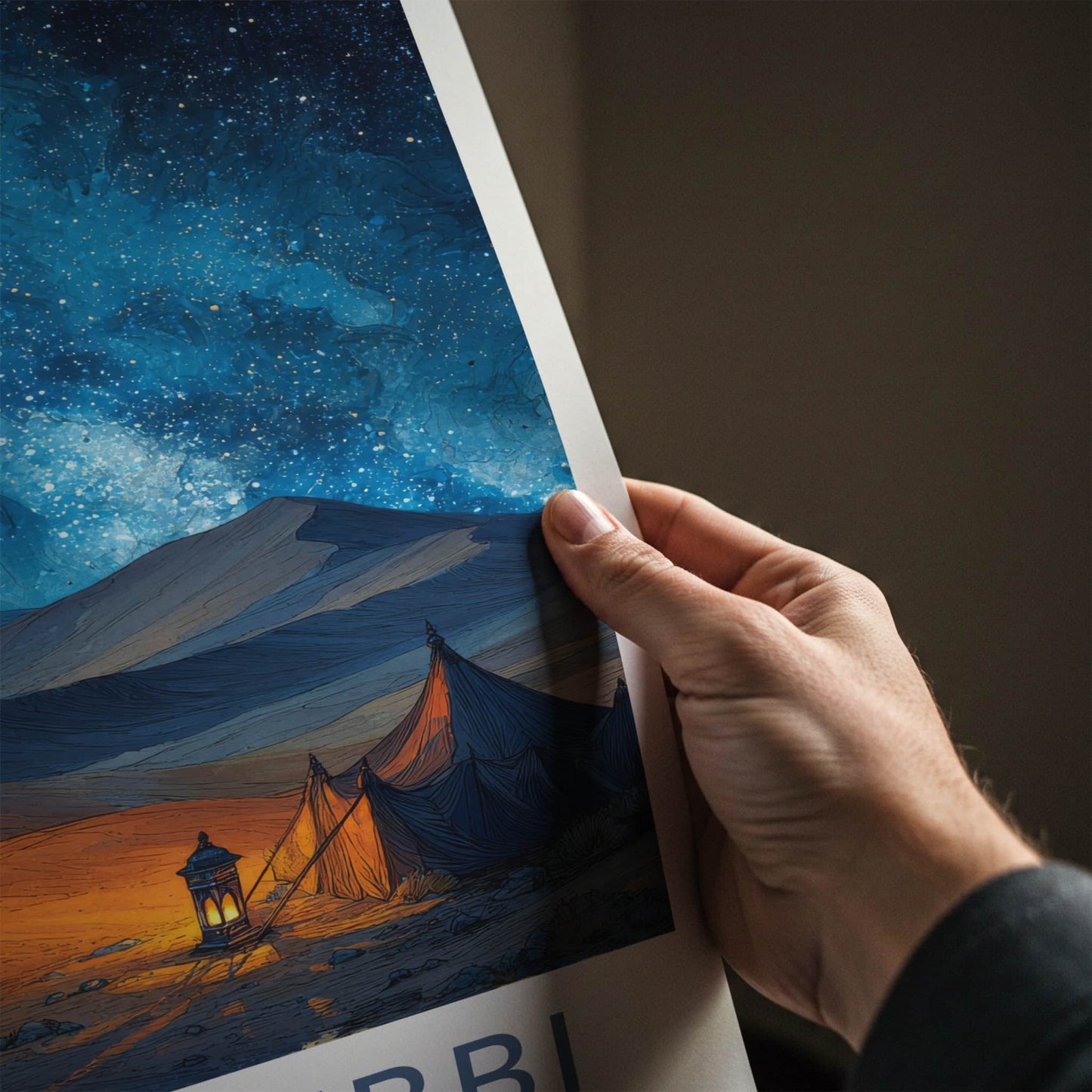 Erg Chebbi Poster - Morocco Travel Art - Desert Camp Night Gallery Art