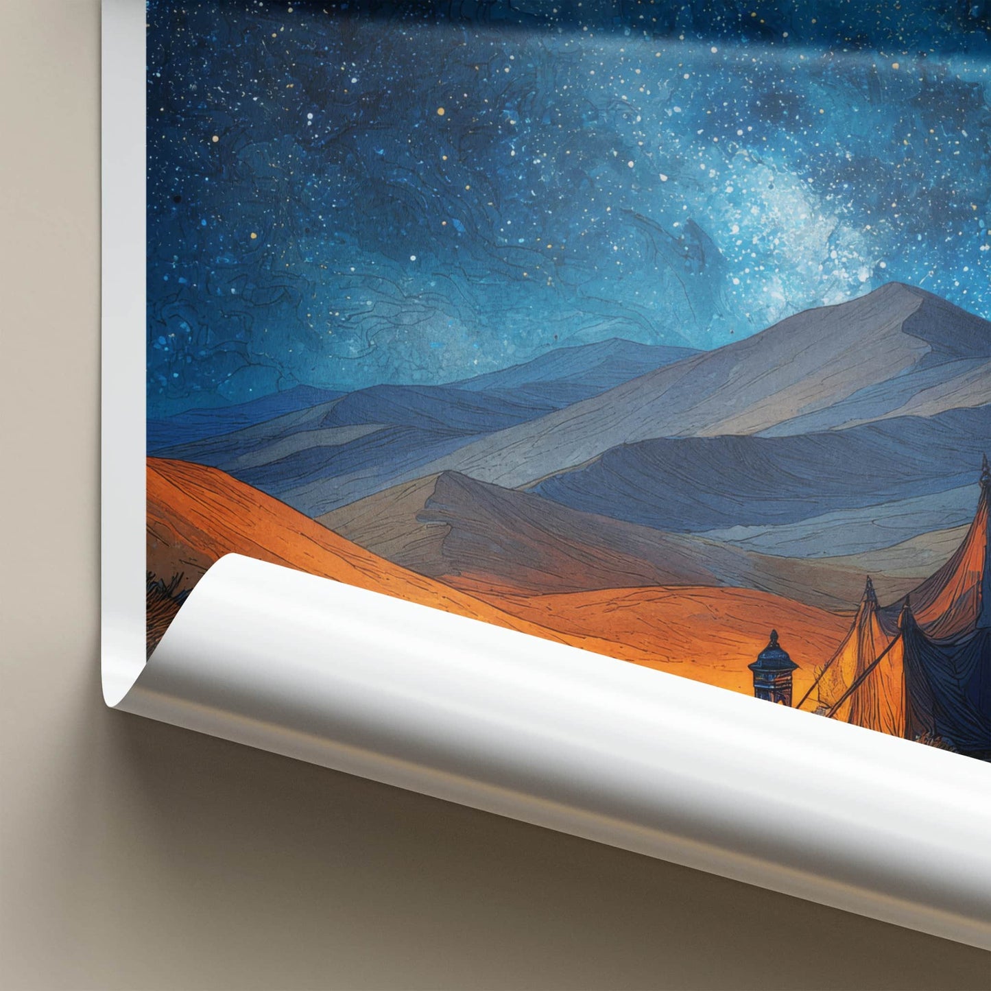 Erg Chebbi Poster - Morocco Travel Art - Desert Camp Night Gallery Art