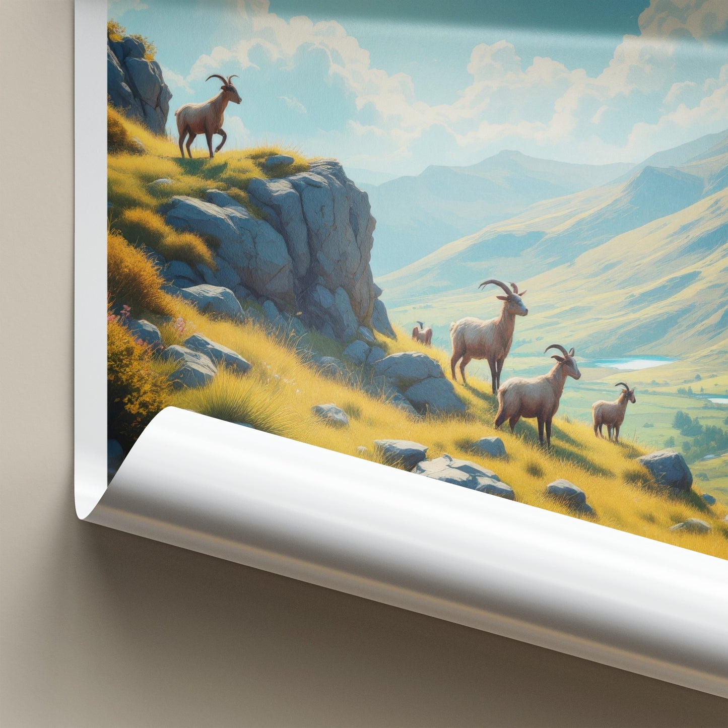 Eryri National Park Poster - United Kingdom Wall Art - Wild Mountain Goats Gift