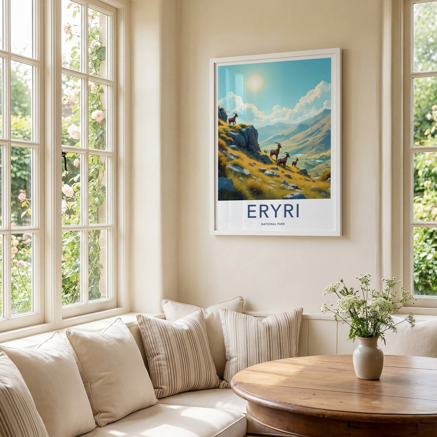 Eryri National Park Poster - United Kingdom Wall Art - Wild Mountain Goats Gift