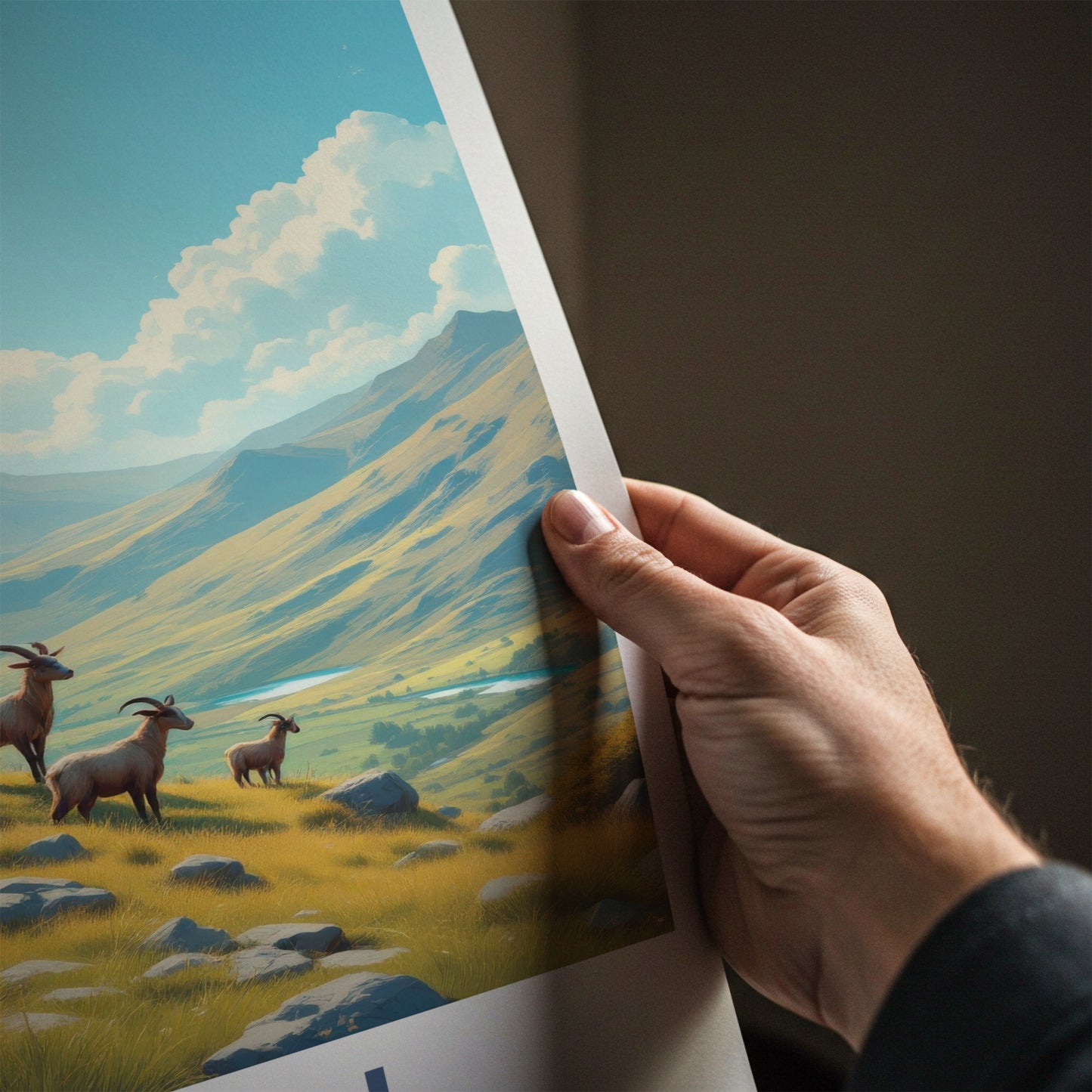 Eryri National Park Poster - United Kingdom Wall Art - Wild Mountain Goats Gift