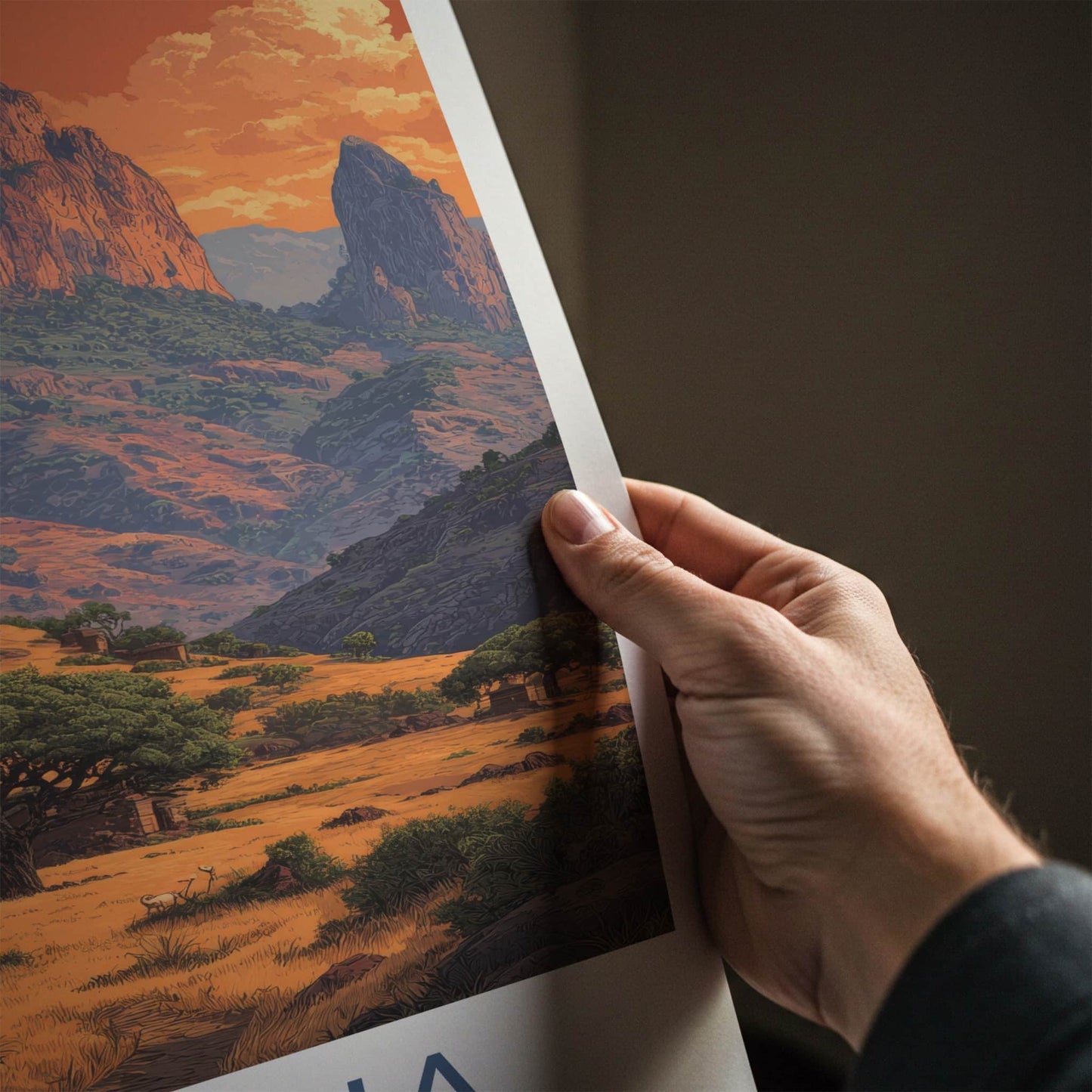 Ethiopia Poster - Africa Art Print - Mountain Village Sunset Gallery Art