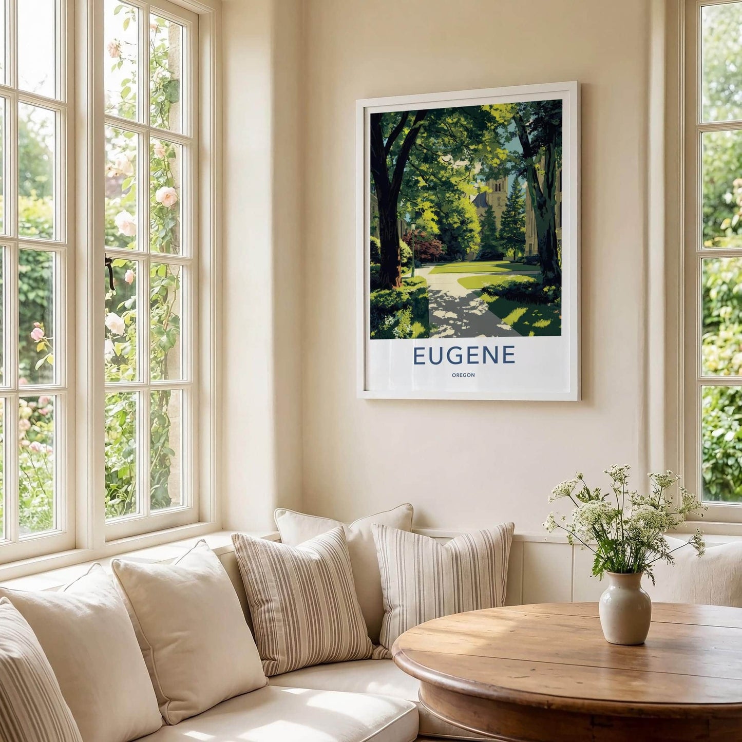Eugene Poster - Oregon Wall Art - Shaded Campus Path Home Decor