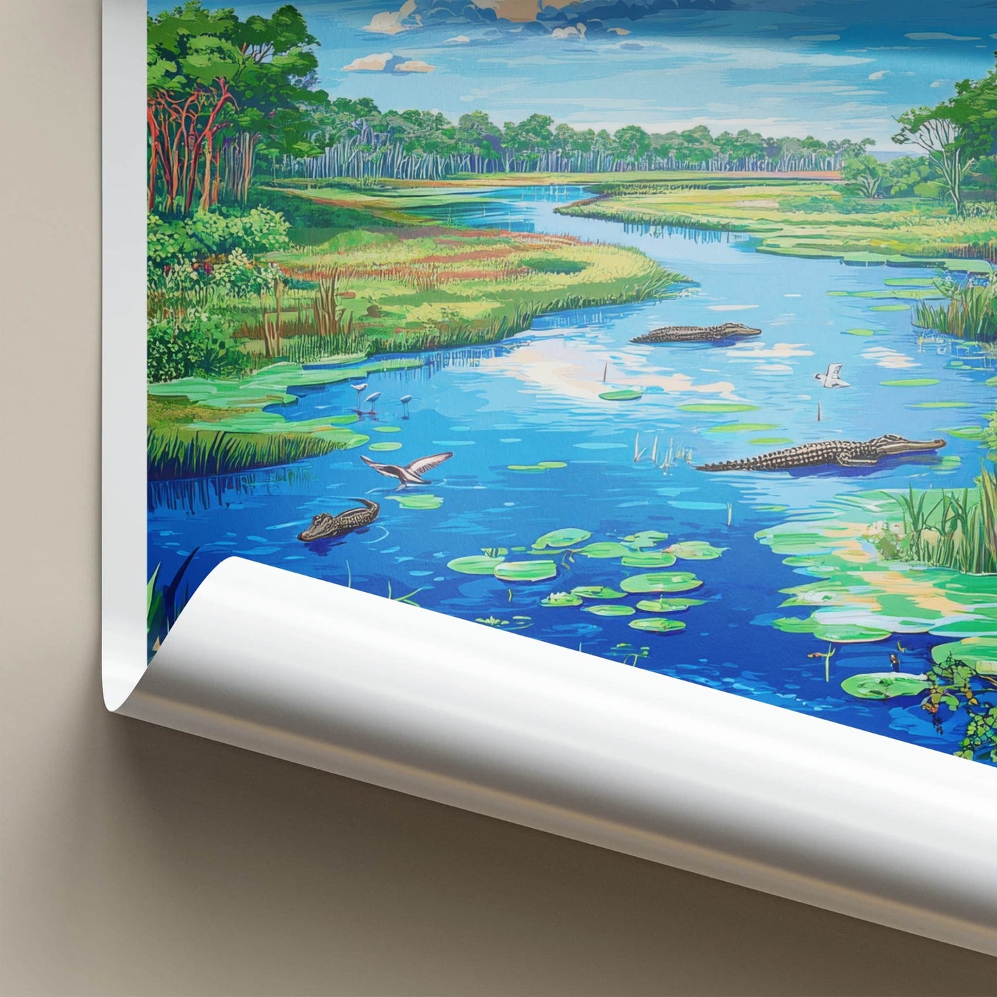 Everglades Poster - Florida Travel Art - Alligator River Wetland Home Decor