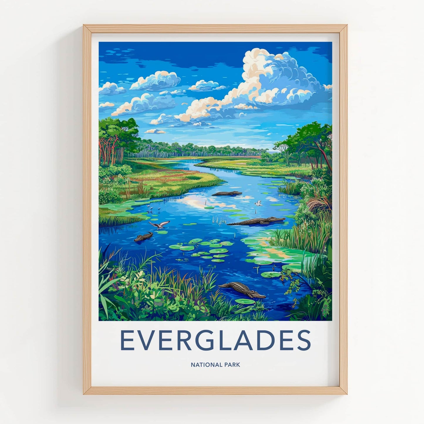 Everglades Poster - Florida Travel Art - Alligator River Wetland Home Decor