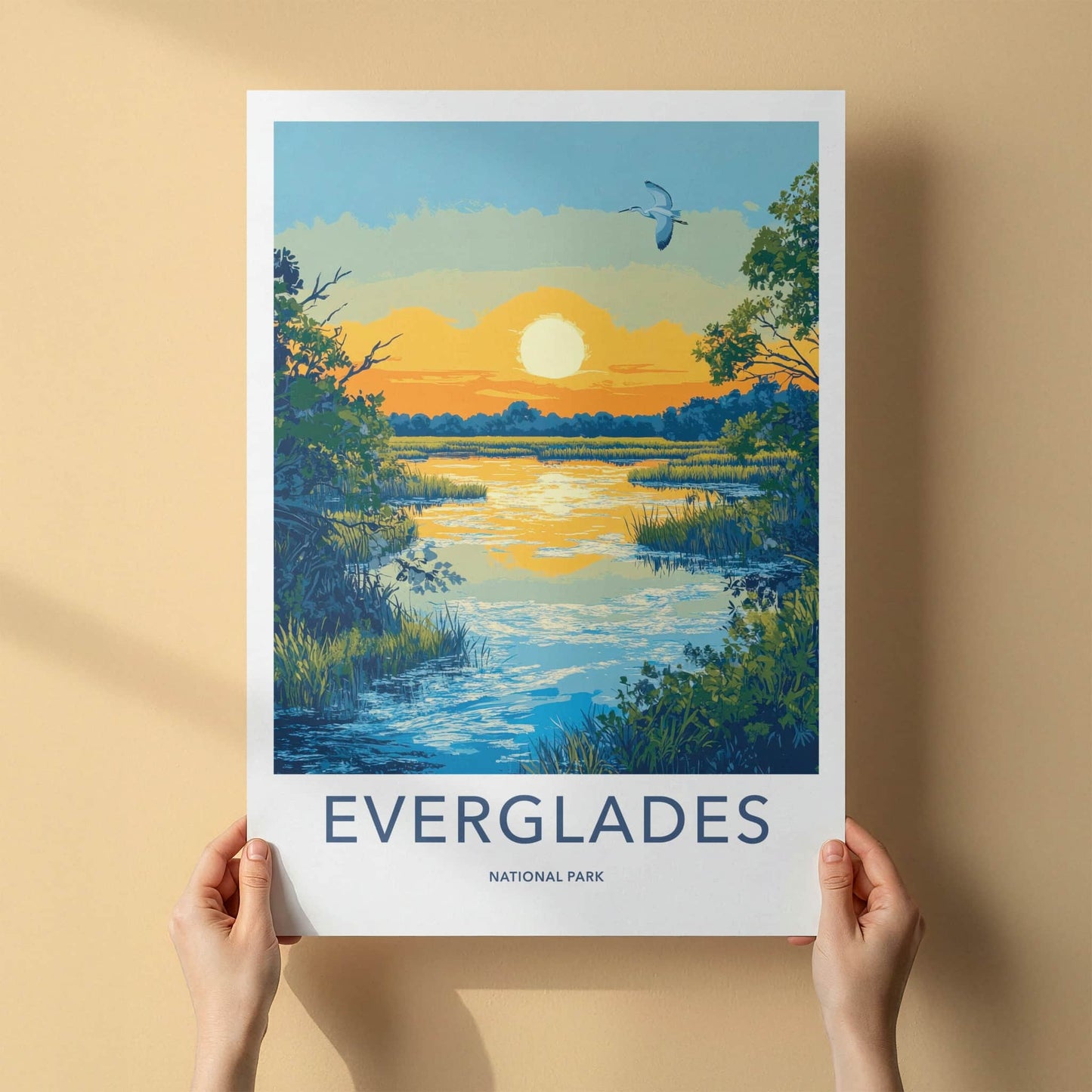 Everglades Poster - Florida Travel Art - Vibrant Marsh Sunset Home Decor