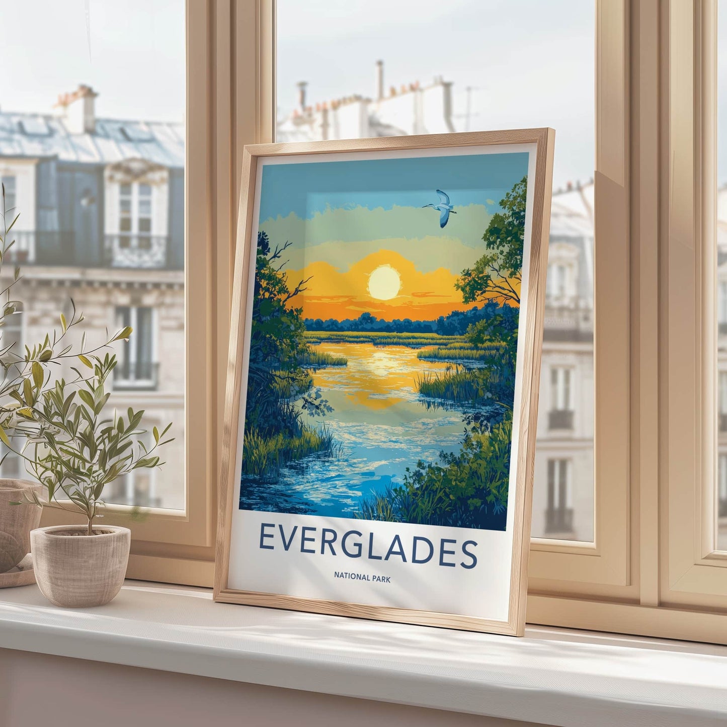 Everglades Poster - Florida Travel Art - Vibrant Marsh Sunset Home Decor