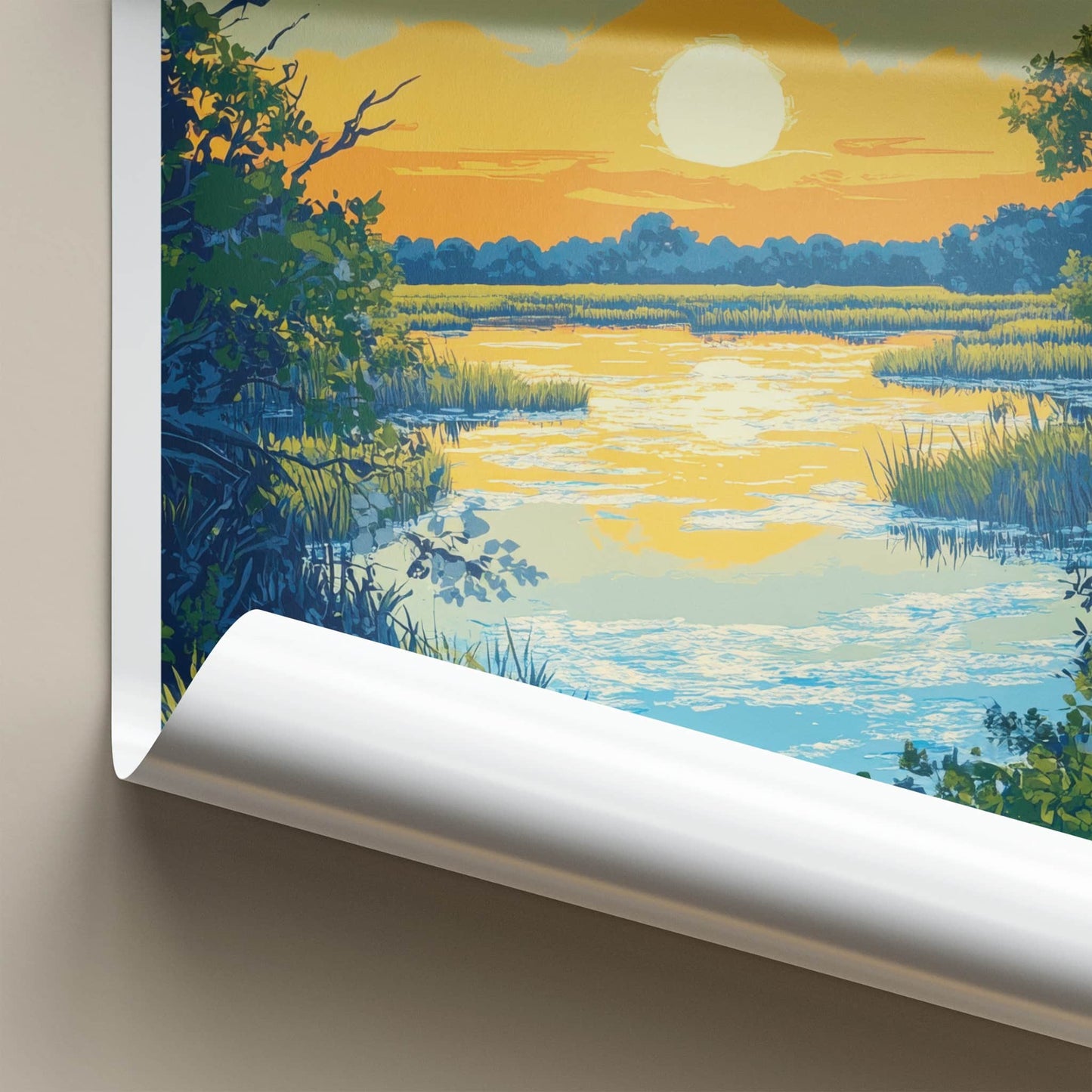Everglades Poster - Florida Travel Art - Vibrant Marsh Sunset Home Decor