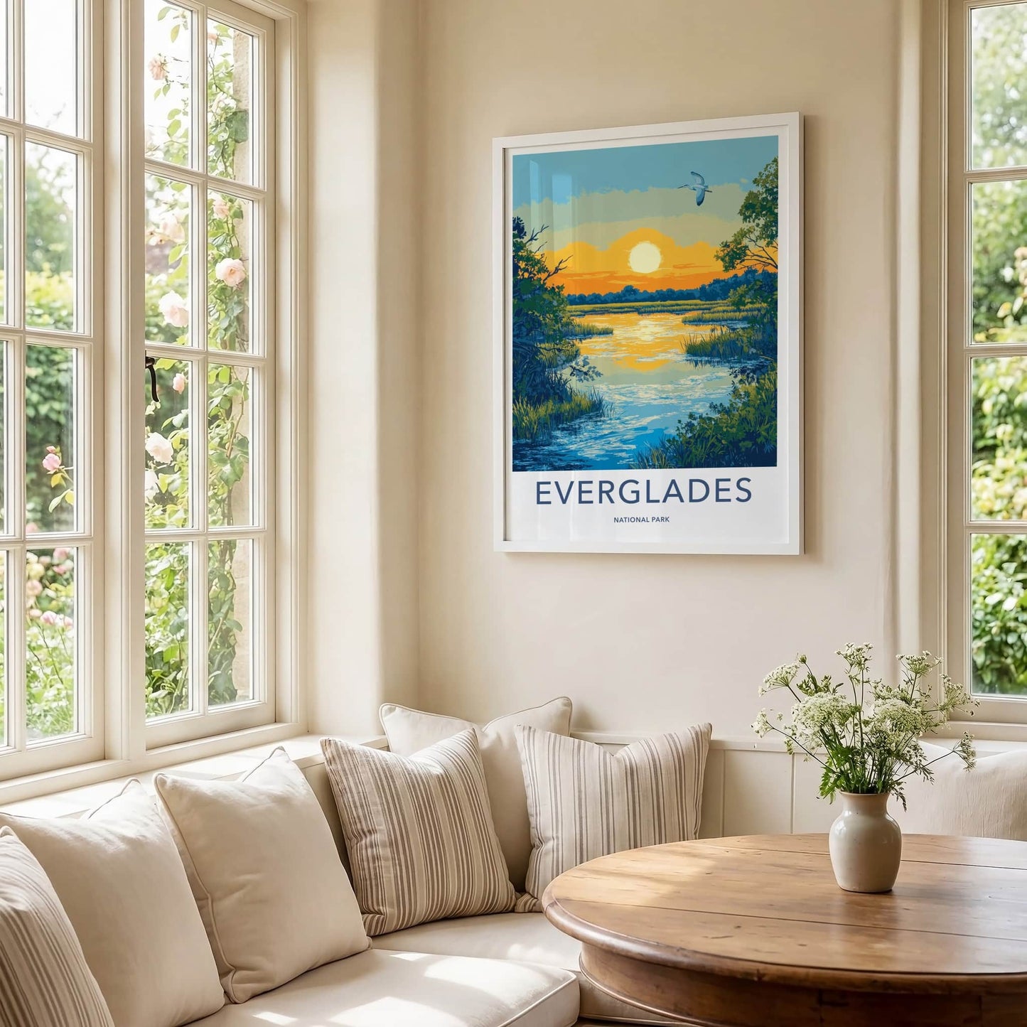 Everglades Poster - Florida Travel Art - Vibrant Marsh Sunset Home Decor