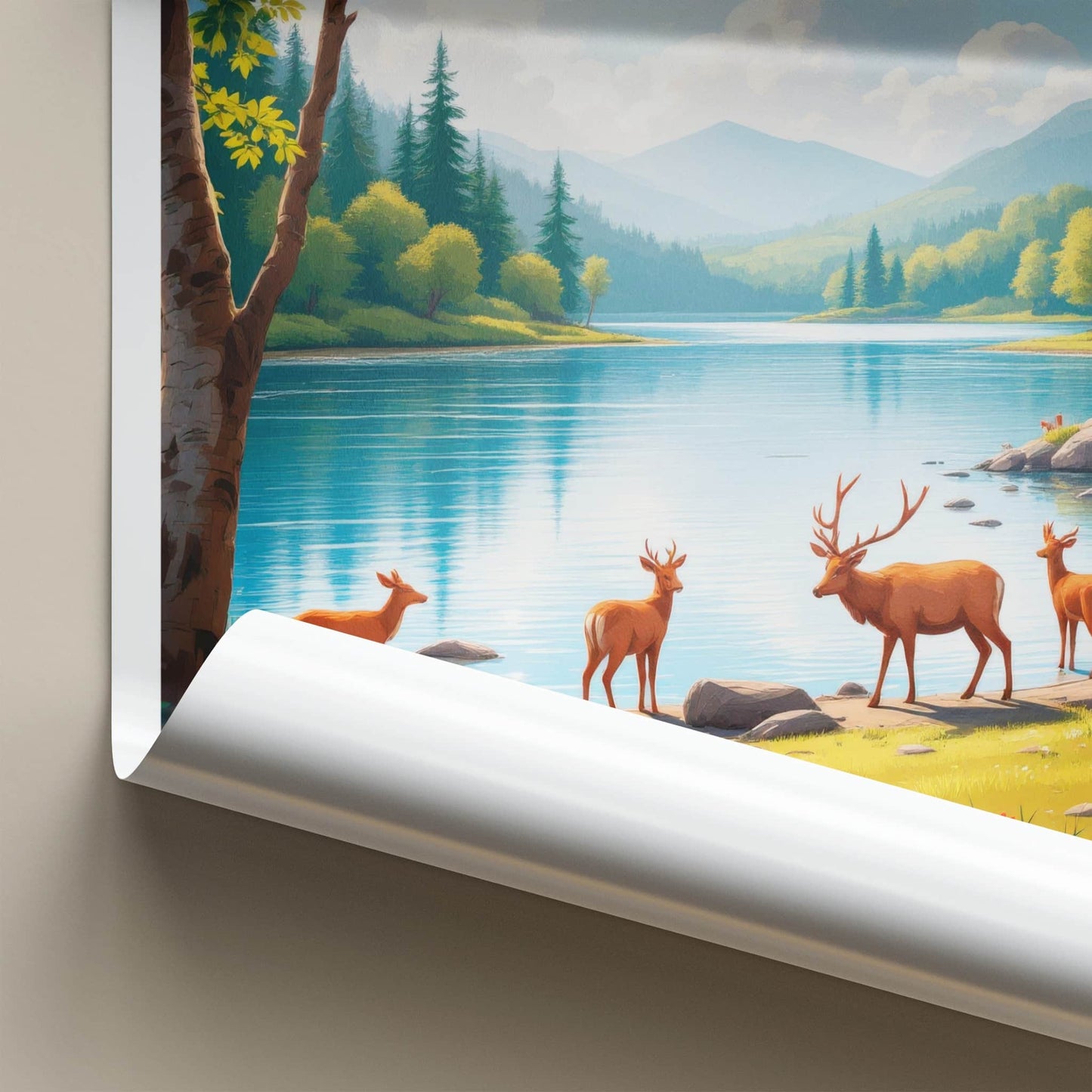 Exmoor National Park Poster - United Kingdom Fine Art - Mountain Lake Deer Home Art