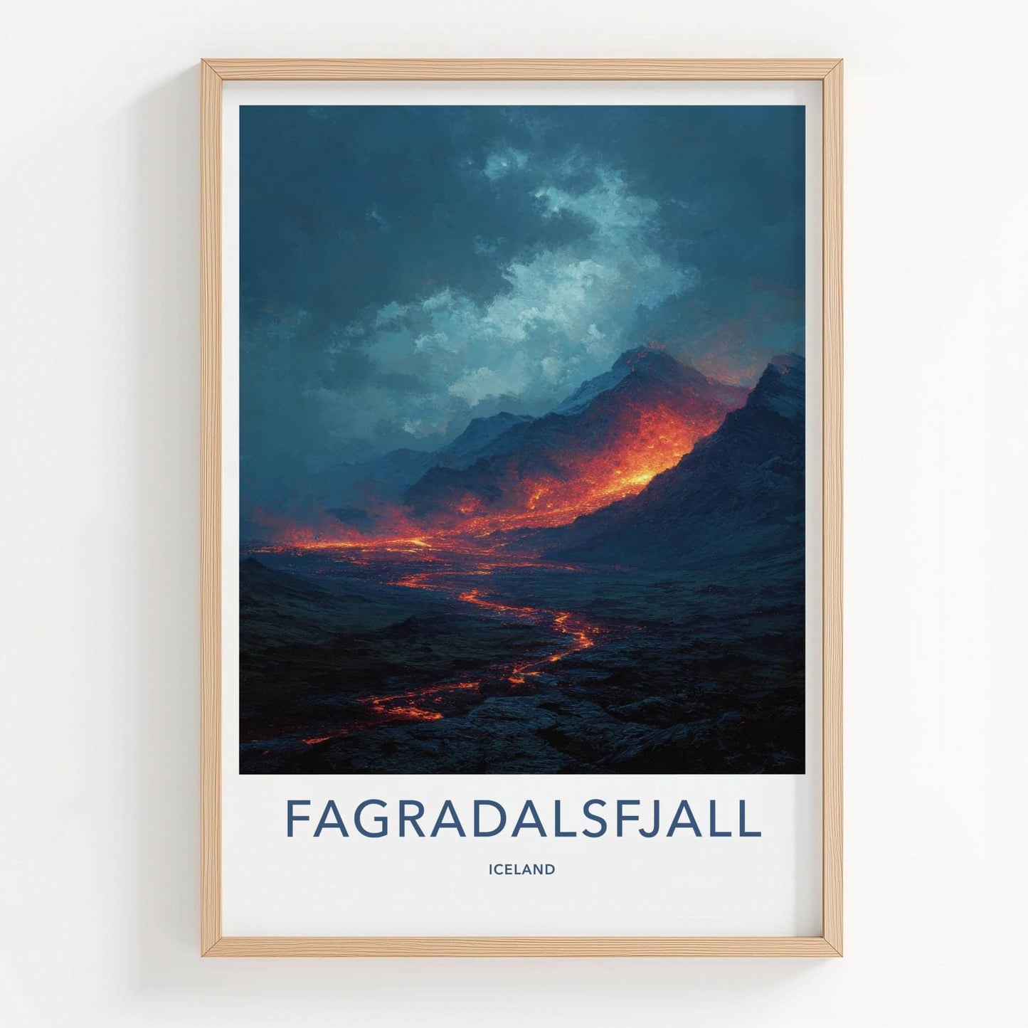 Fagradalsfjall Poster - Iceland Travel Art - Fiery Lava Flow Home Decor