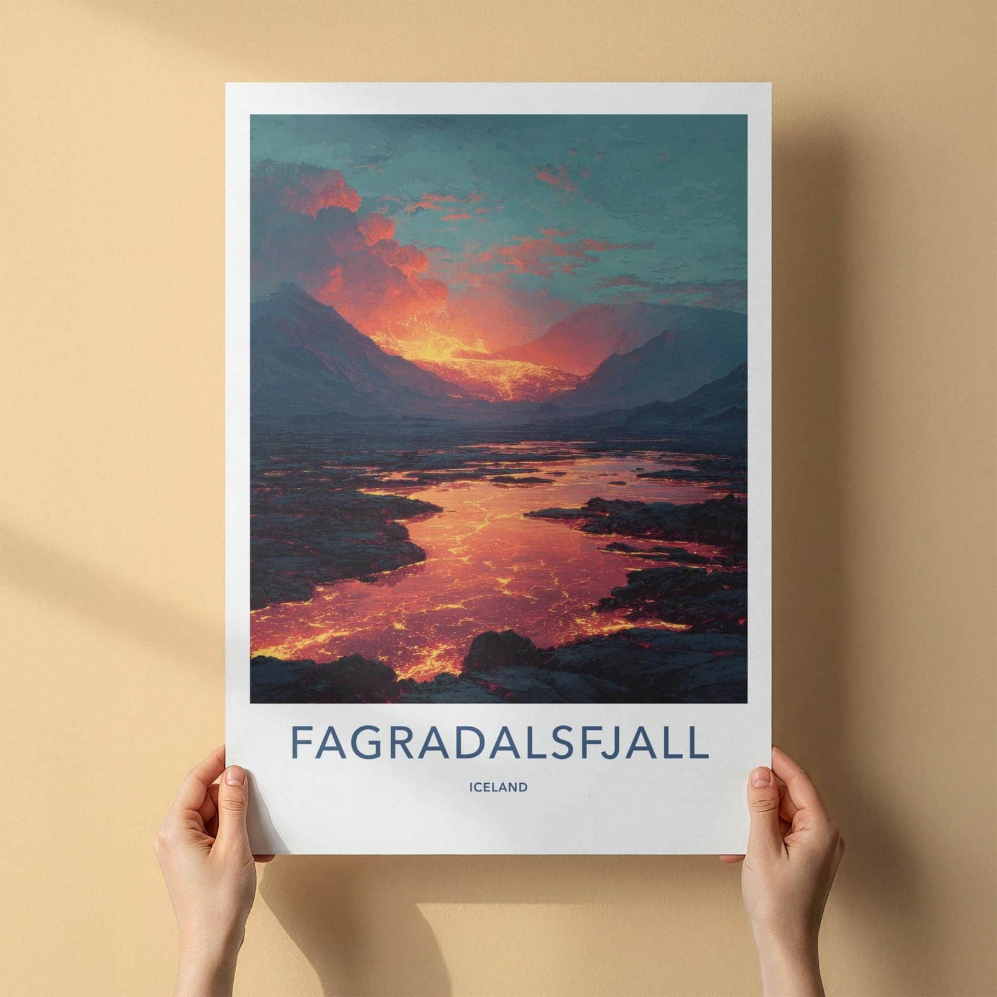 Fagradalsfjall Poster - Iceland Travel Art - Molten River Landscape Home Decor