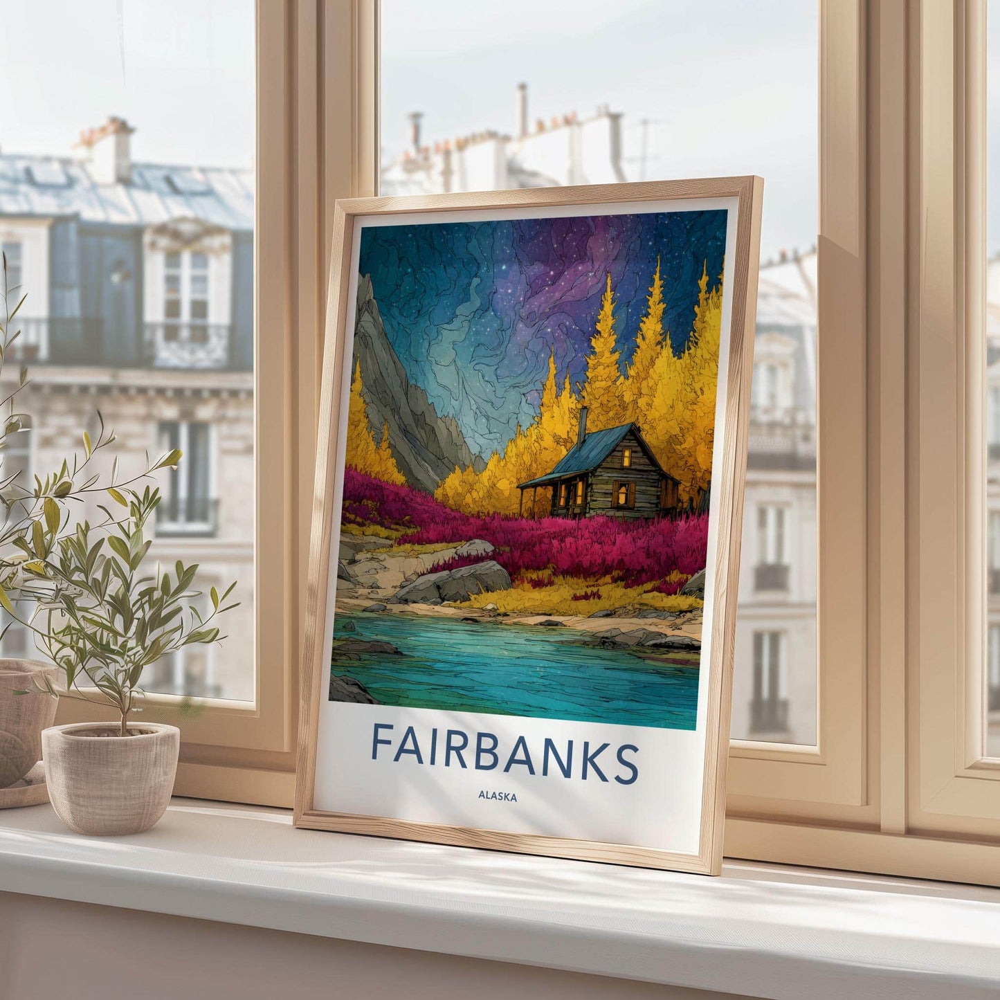 Fairbanks Poster - Alaska Scenic Art - Cozy Cabin Retreat Wall Decor